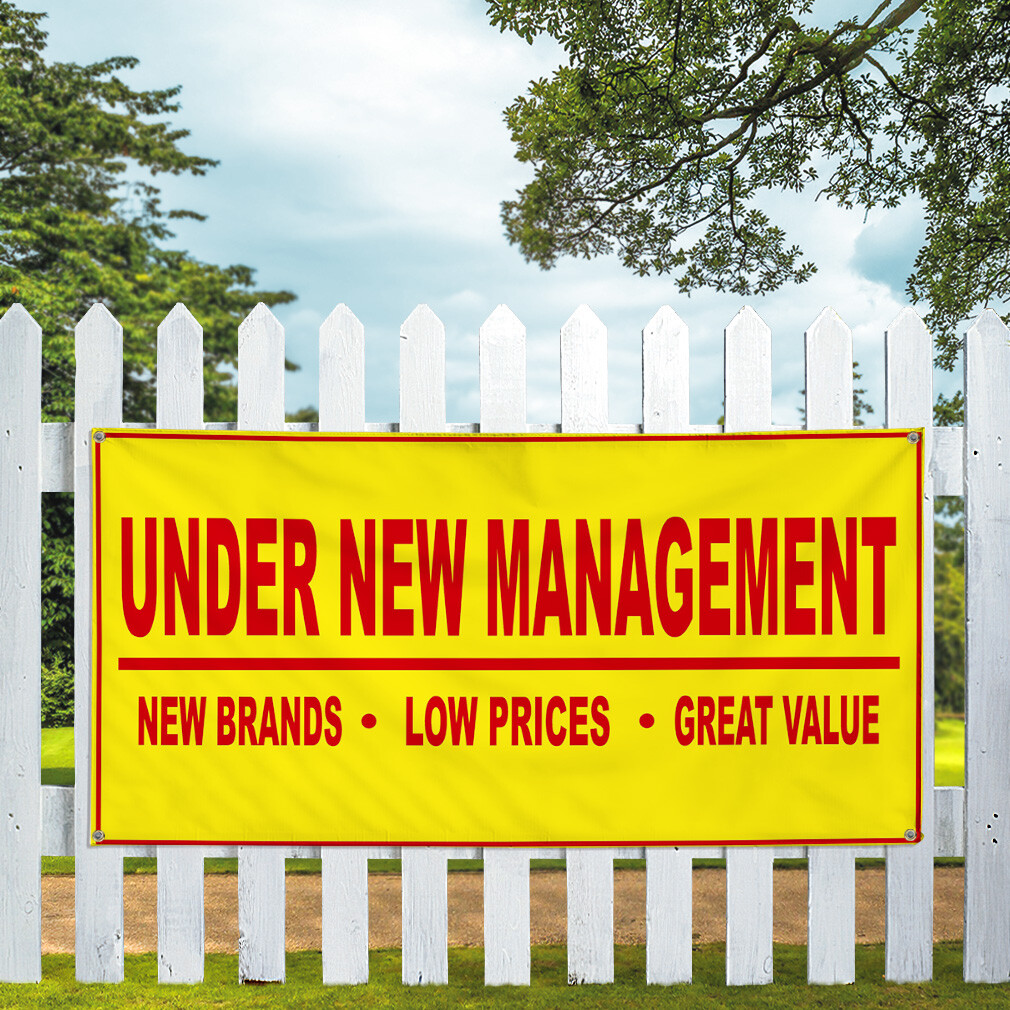Vinyl Banner Multiple Sizes Under New Management Yellow Business Business