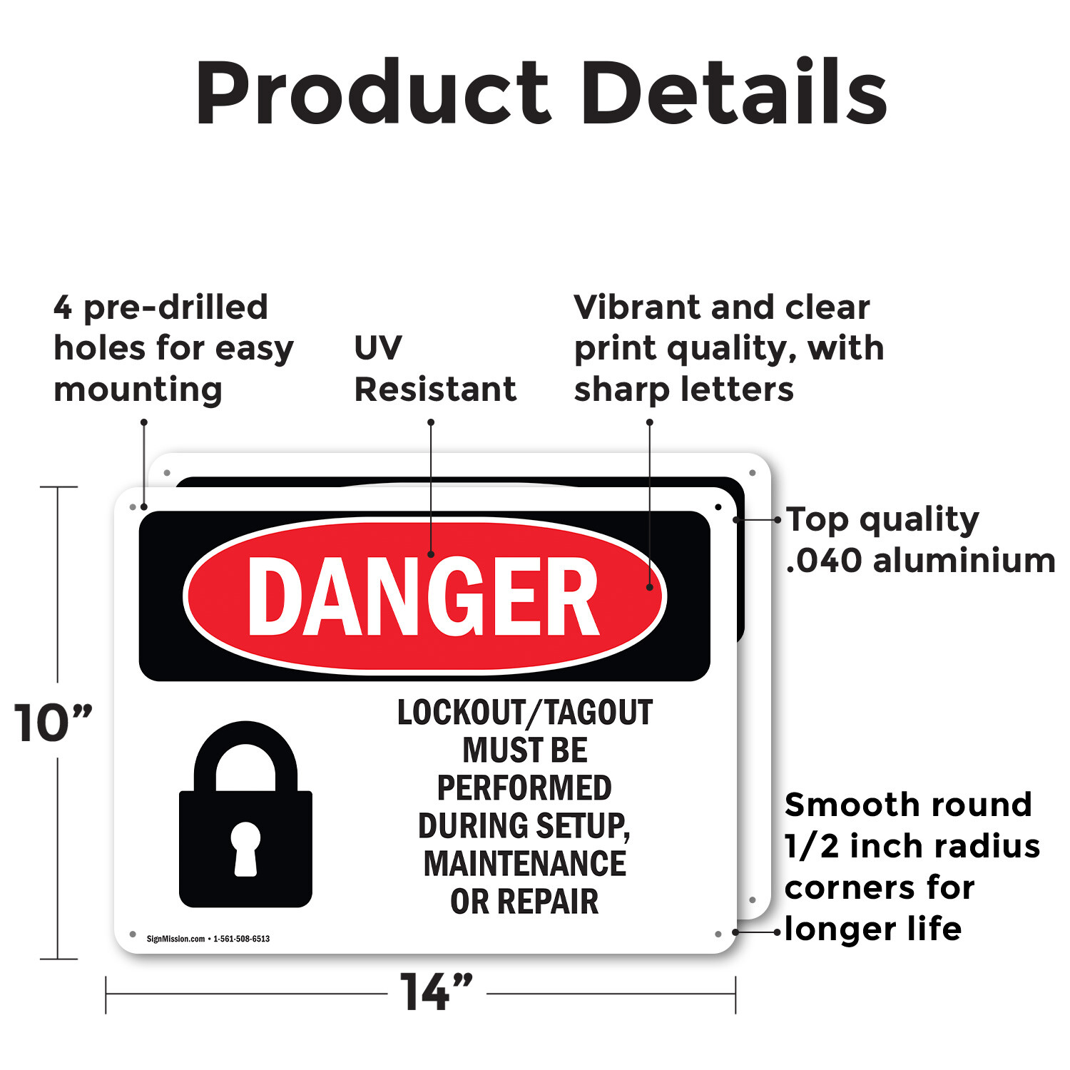 (2 Pack) Lockout Tagout Setup Maintenance Repair OSHA Danger Sign Decal Metal