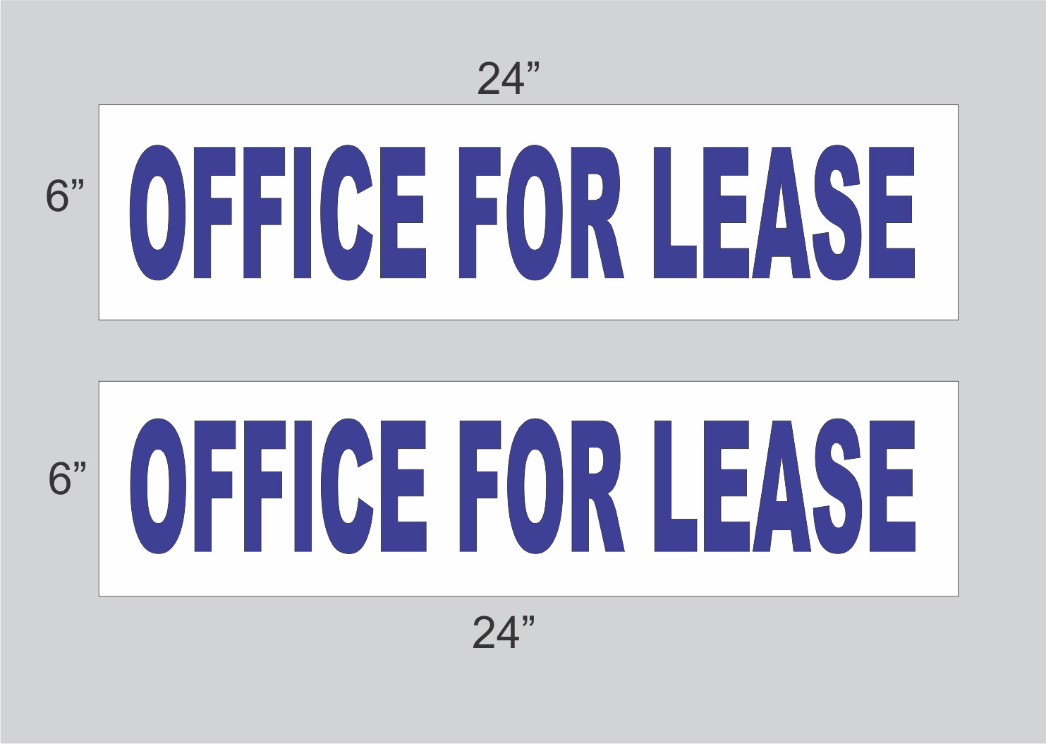 OFFICE FOR LEASE Blue 6&Prime;x24&Prime; REAL ESTATE RIDER SIGNS Buy 1 Get 1 FREE 2 Sided