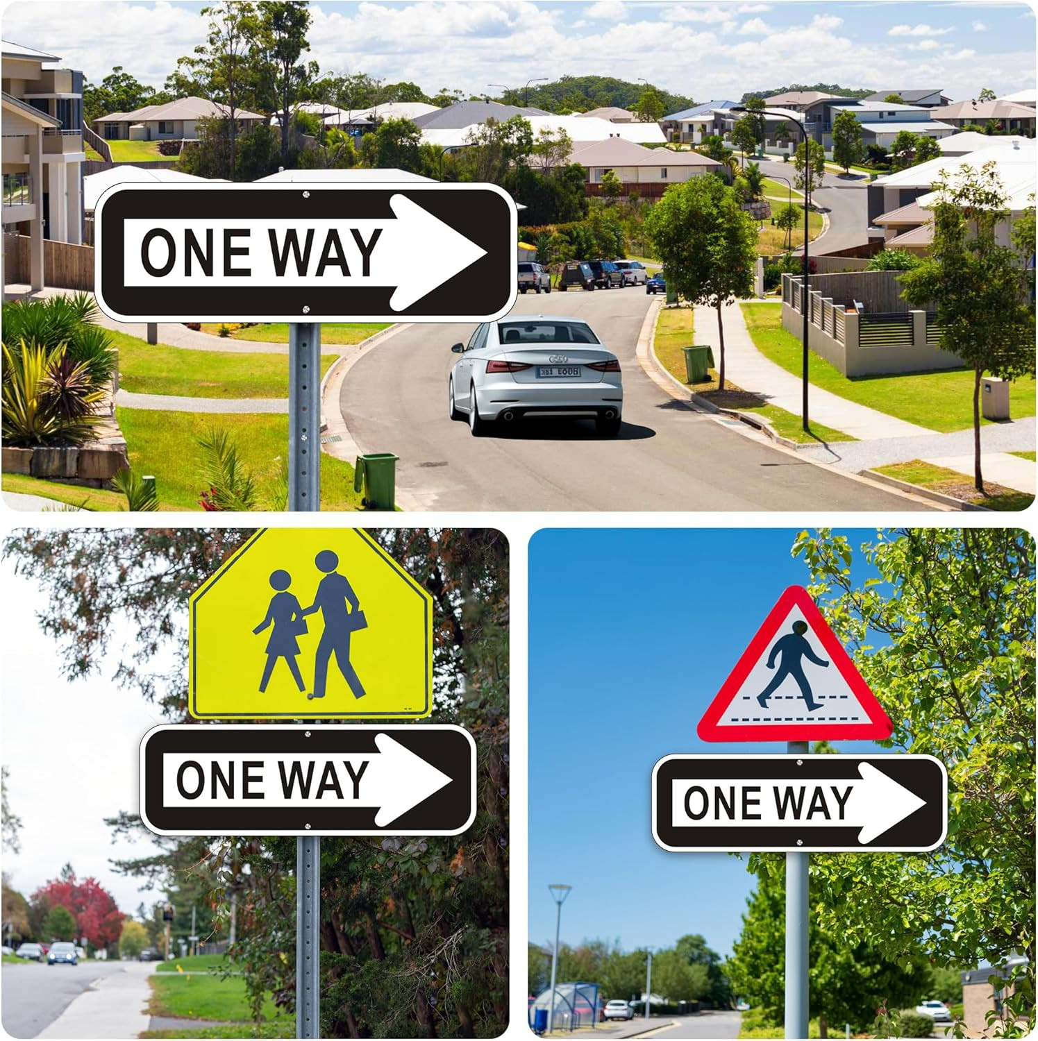 One Way Sign, (2 Pack) One Way Signs Reflective with Right Arrow for Outdoor Str
