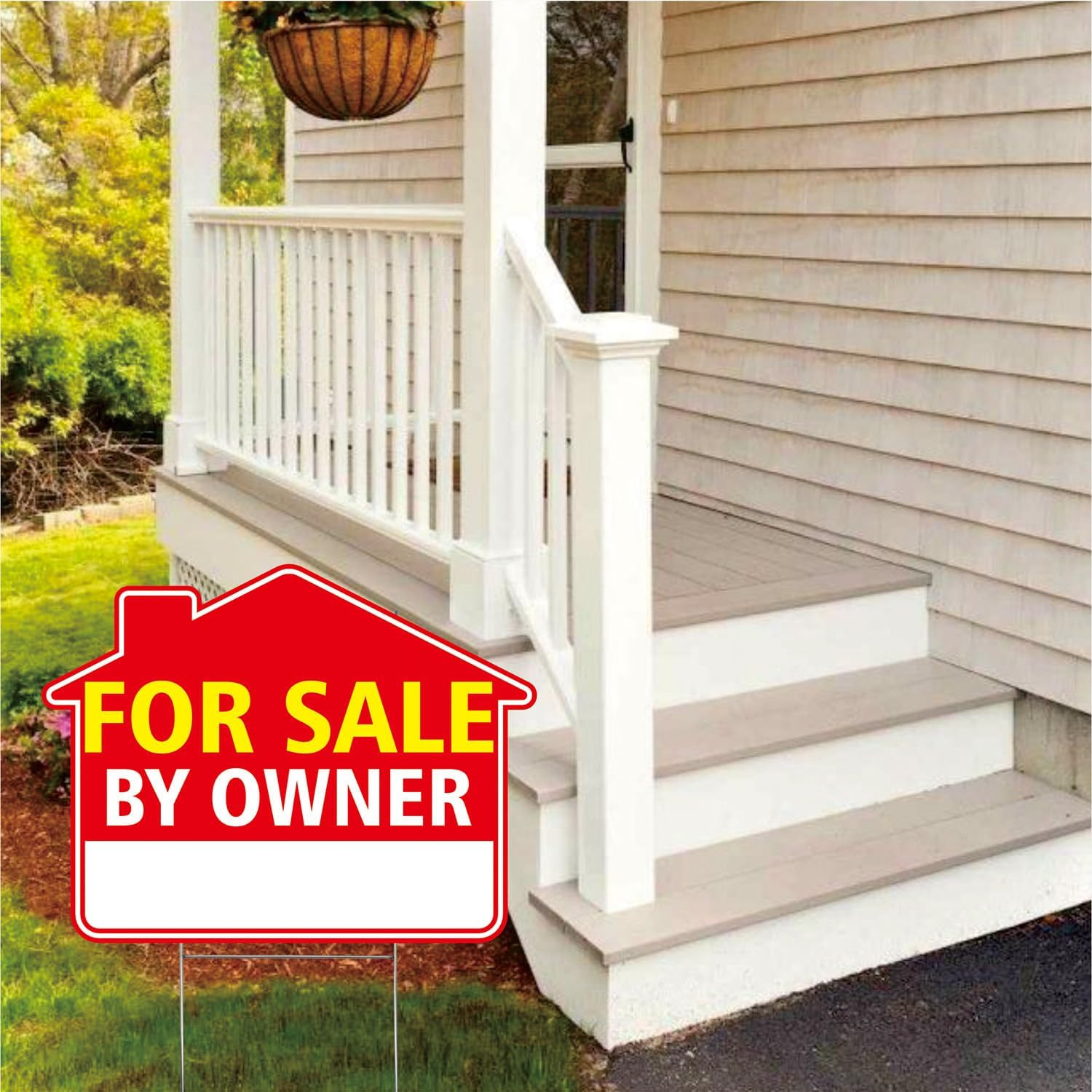 For Sale By Owner Yard Sign with Stake – 17&Prime; x 13&Prime; Double-Sided Corrugated Plast