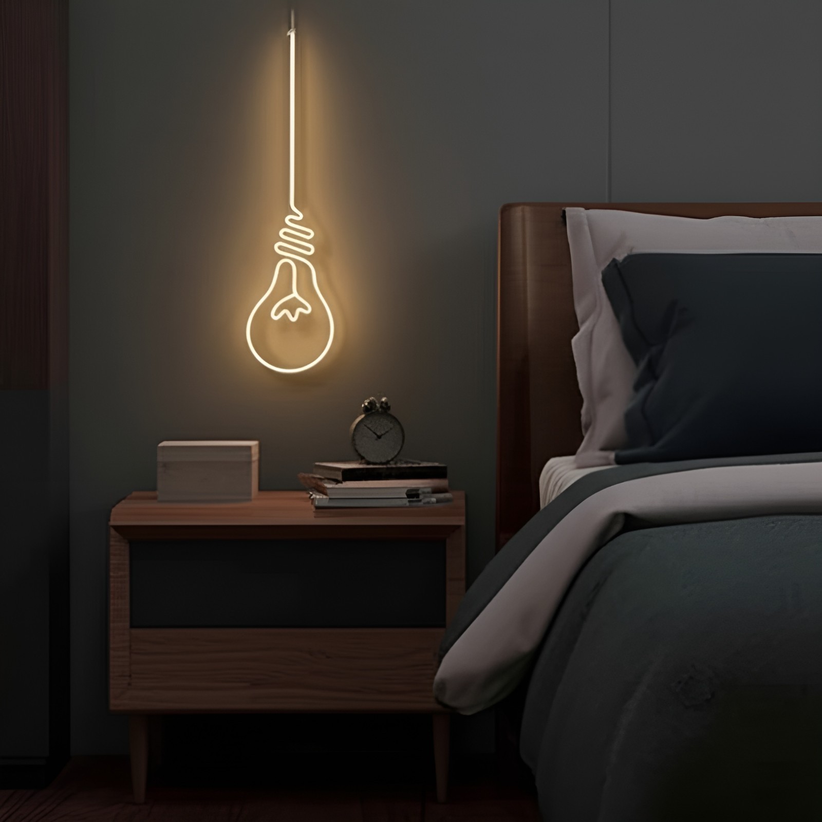 Bulb LED Neon Sign Light Decor USB Dimmable Idea Office Home Office Wall