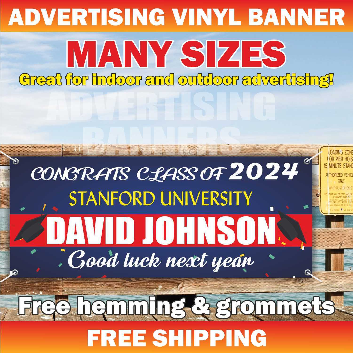 CLASS OF 2024 Advertising Banner Vinyl Mesh Sign School University Graduate