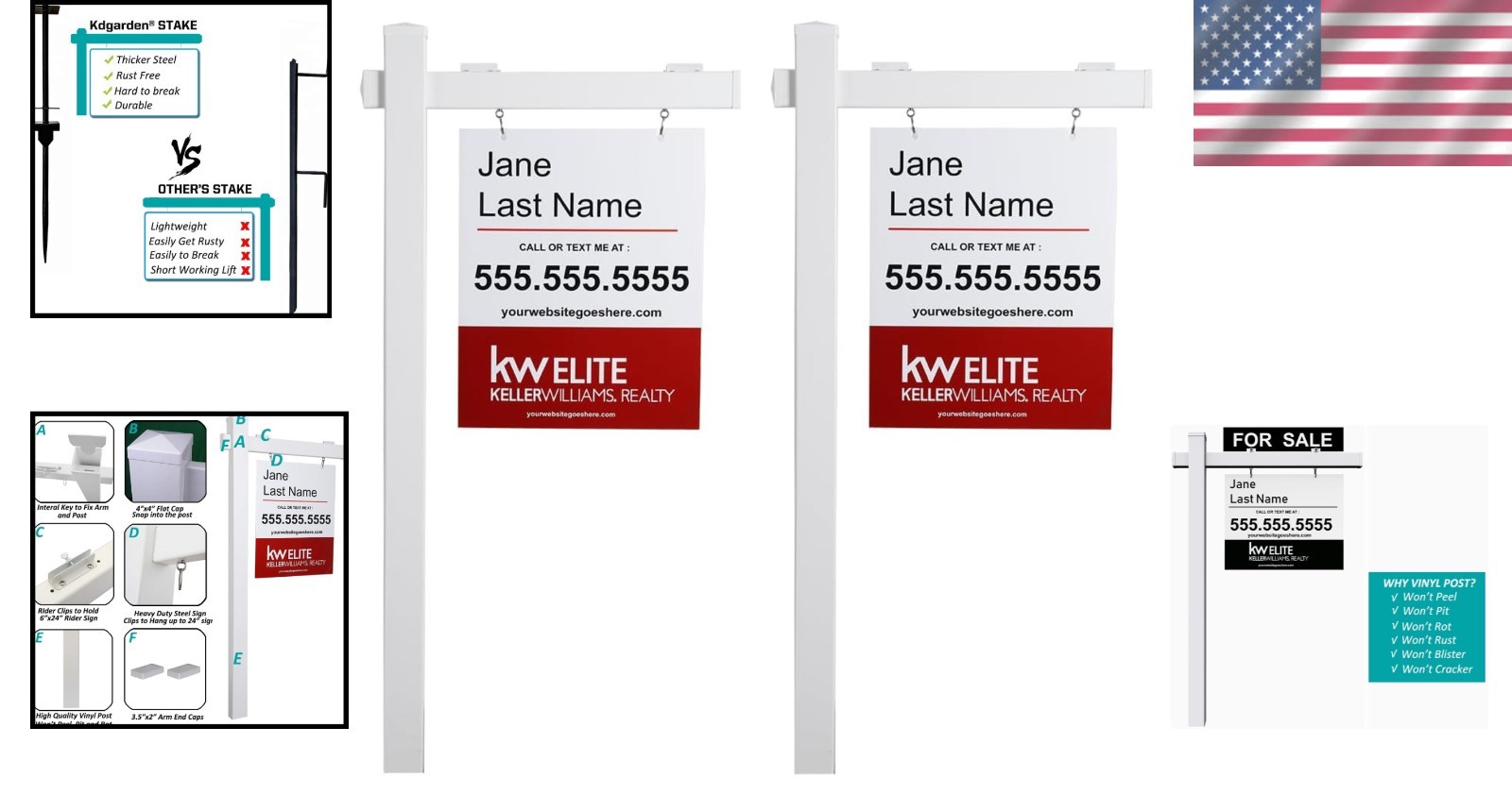 Vinyl Real Estate Sign Post Kit – 6ft. – 2 Pack