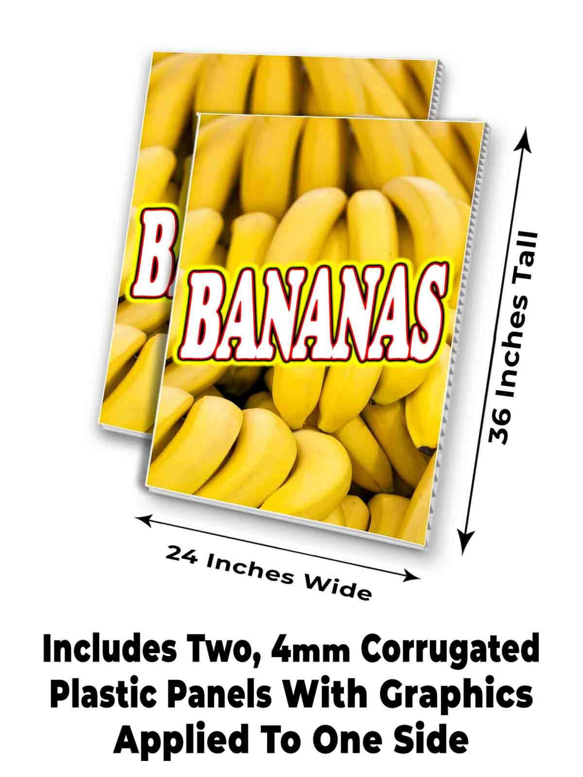 BANANAS Signicade 24×36 Aframe Sidewalk Sign Banner Decal FRESH FRUIT PRODUCE