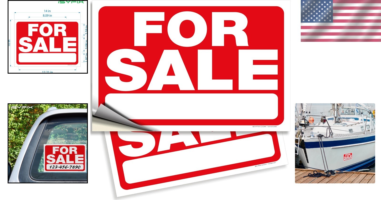 Set of 2 Weatherproof For Sale Sign Stickers – 14×10 Inch for Indoor/Outdoor