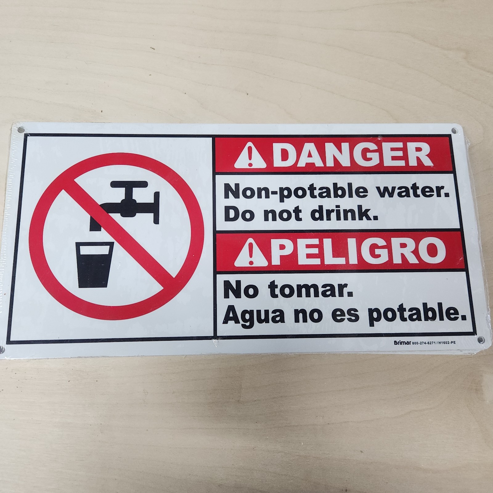 Bilingual Non-Potable Water Danger Sign Aluminum. 7&Prime;x14&Prime; NEW