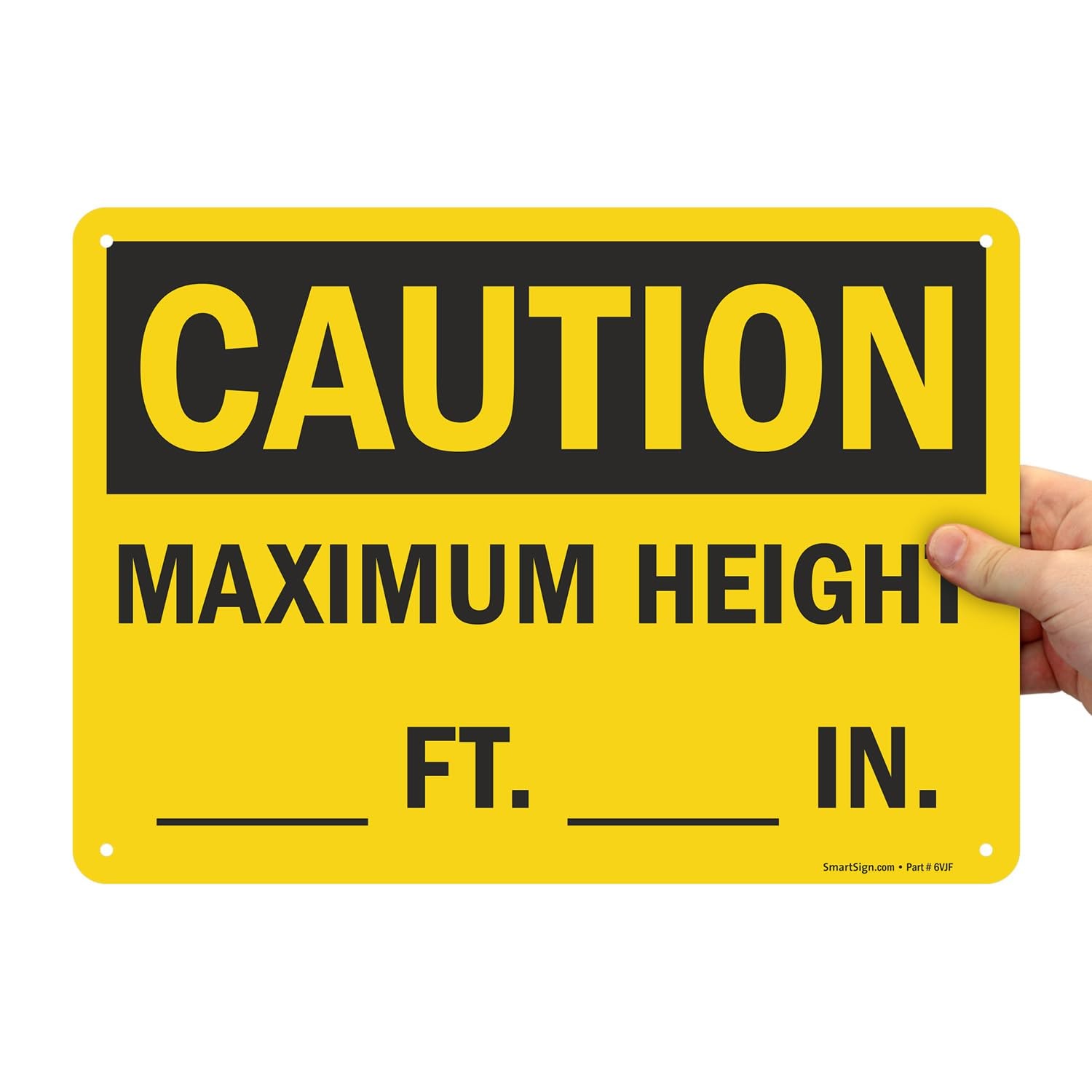 10&Prime; x 14&Prime; Aluminum Caution Maximum Height Ft In WriteOn Sign Blank Safety