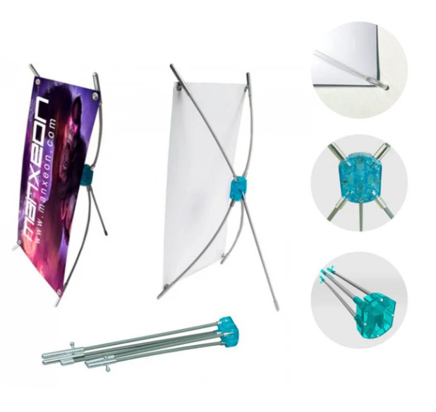 Tabletop Display Sign Holder w/ Fiberglass Frame Mini X-Banner Stand 10×16 – NEW
