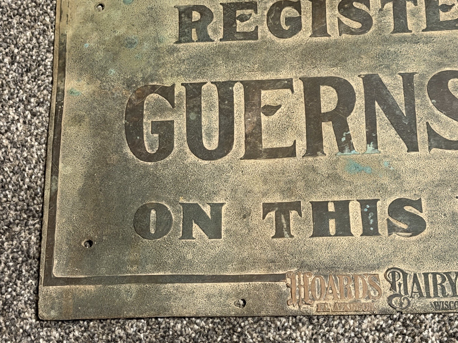 RARE Vintage Original Hoards Dairyman Guernseys Cow Metal On This Farm Sign