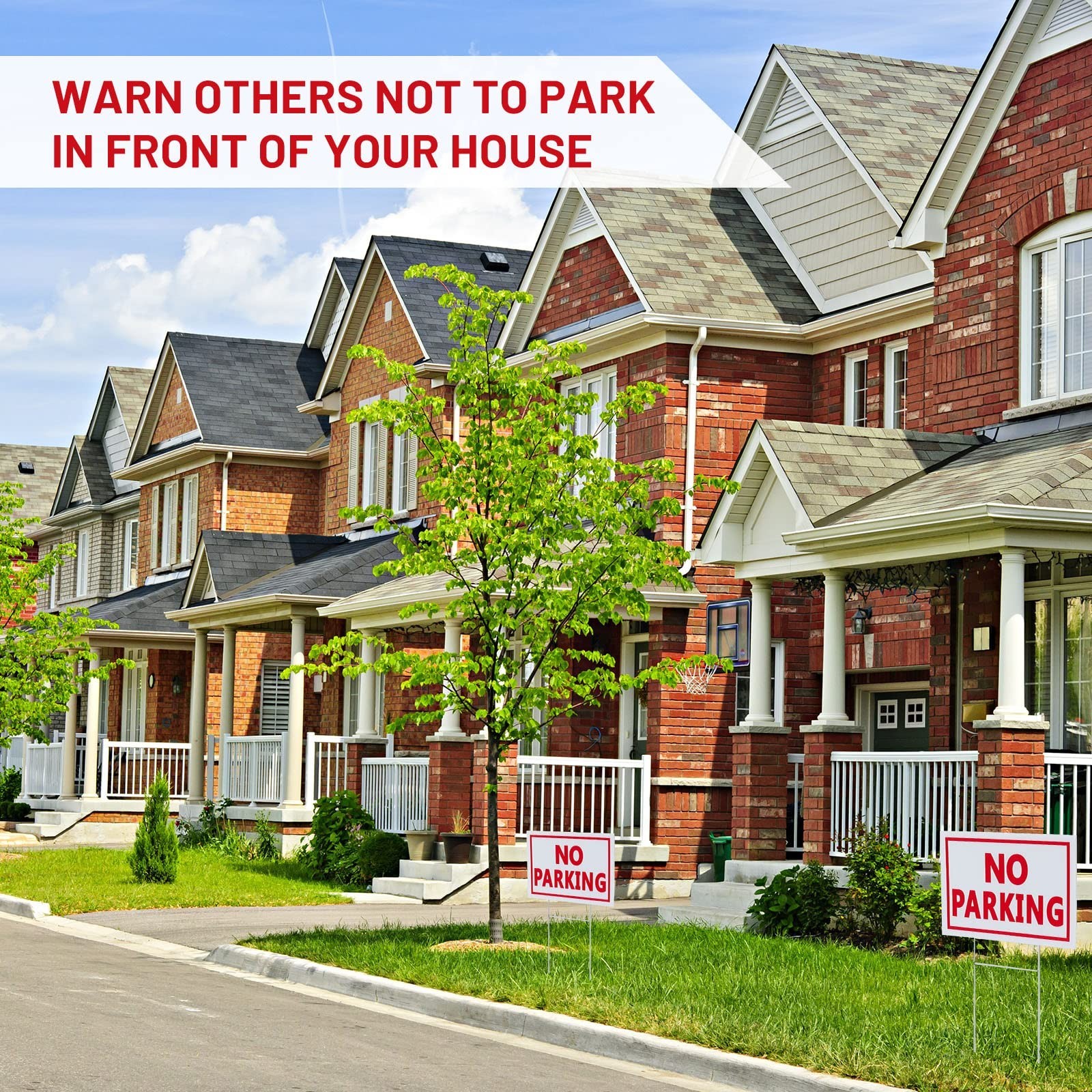 4 Pcs Double-Sided No Parking Yard Signs with Stakes – 12×16 Inches, Waterproof,