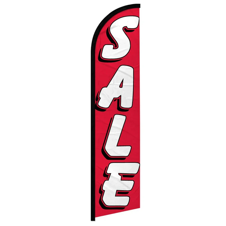 Sale (RD/WH) Windless Full Sleeve Feather Advertising Sales Here Banner Flag