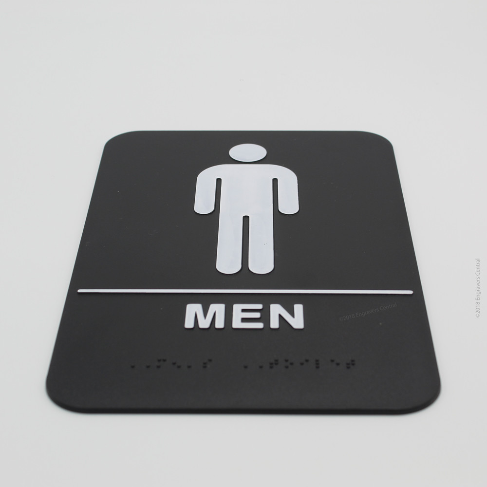 Men & Woman&rsquo;s Braille ADA Restroom Signs – Choose: Black or Blue