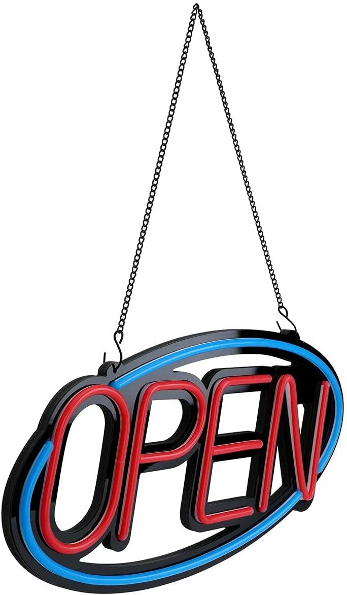 OPEN Sign Oval LED For Business Window 10 Flashing & Scrolling Modes 20&Prime; x 10&Prime;
