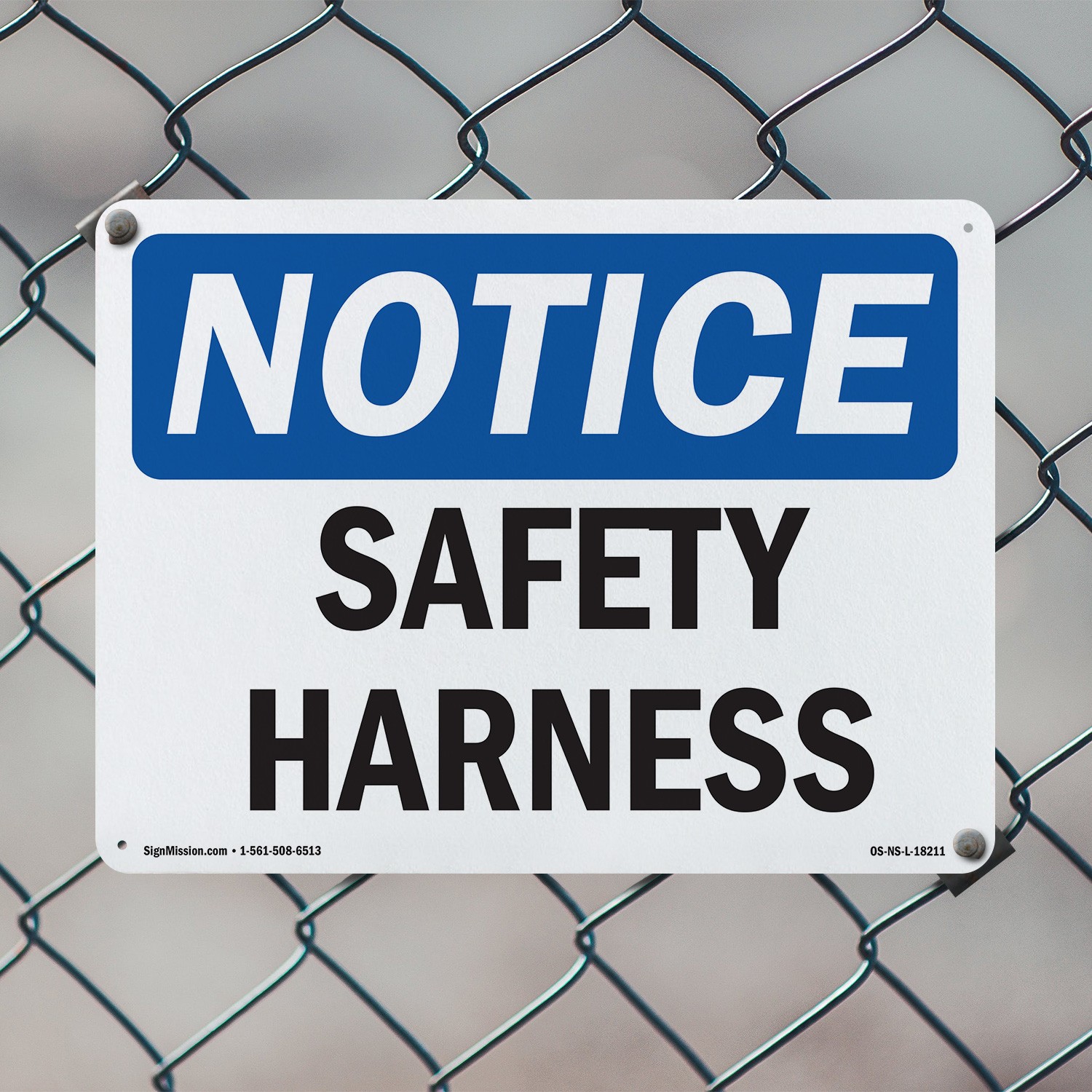 Safety Harness OSHA Notice Sign Metal, Plastic, Or Decal – 5 or 10 Pack
