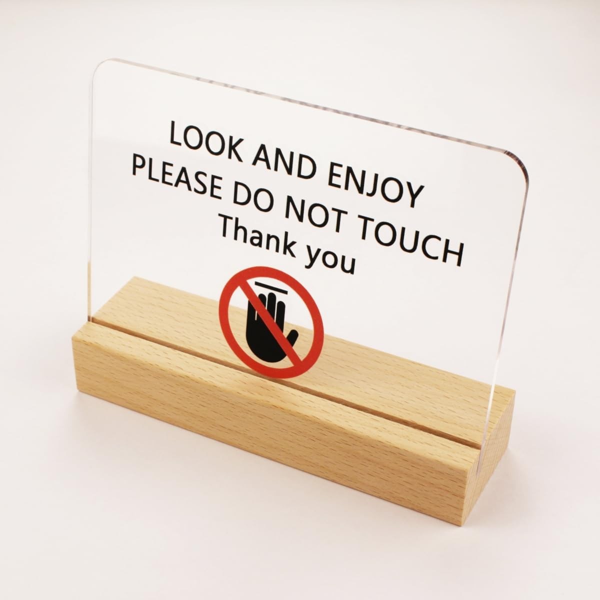 Do Not Touch Signs Look Enjoy Home Office Tabletop Vertical Wooden Base