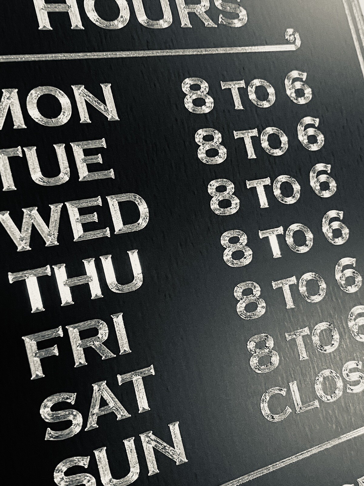 Diamond Etched Custom Business Store Hours 10×7 Aluminum Weatherproof Sign
