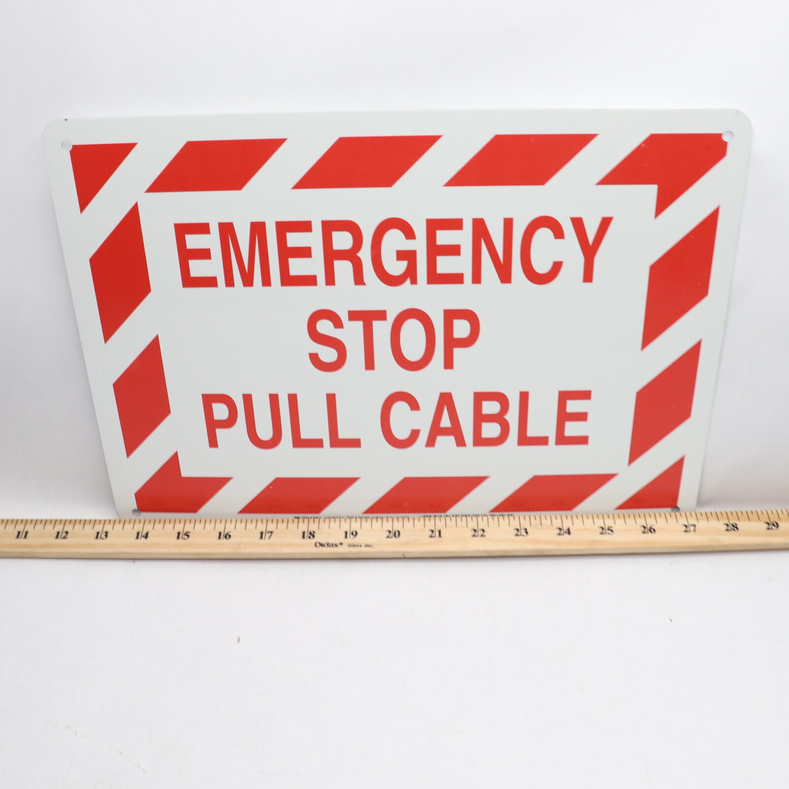 Brady Emergency Stop Pull Cable Sign Aluminum 10&Prime; x 14&Prime; 123854