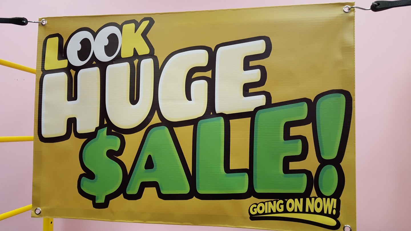 LOOK HUGE SALE! Going on now! Banner Lona Open Sign Display Poster Pawn Venta