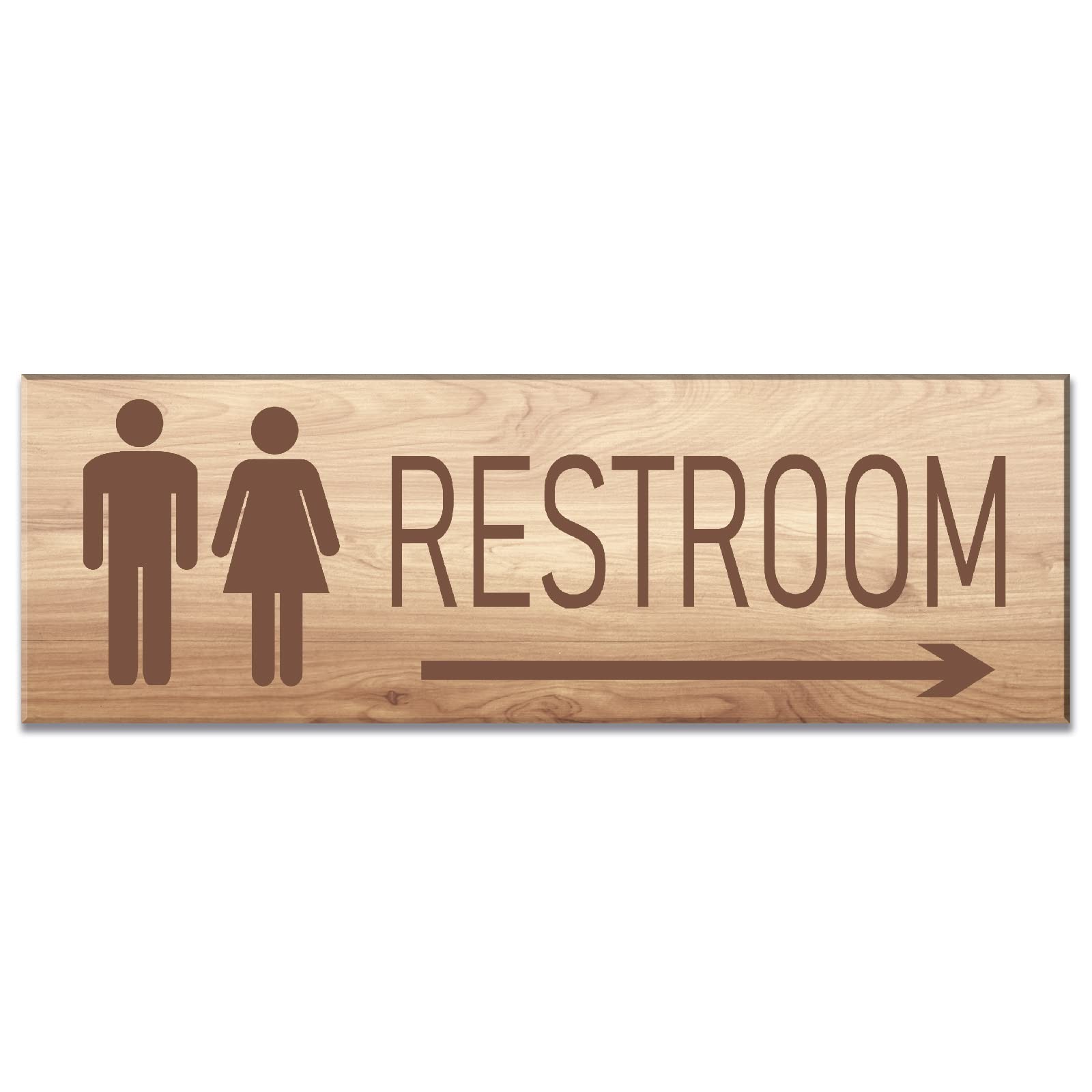 9×3 Inch Wood Graining Restroom Sign Arrow Right Adhesive Door Wall Plate