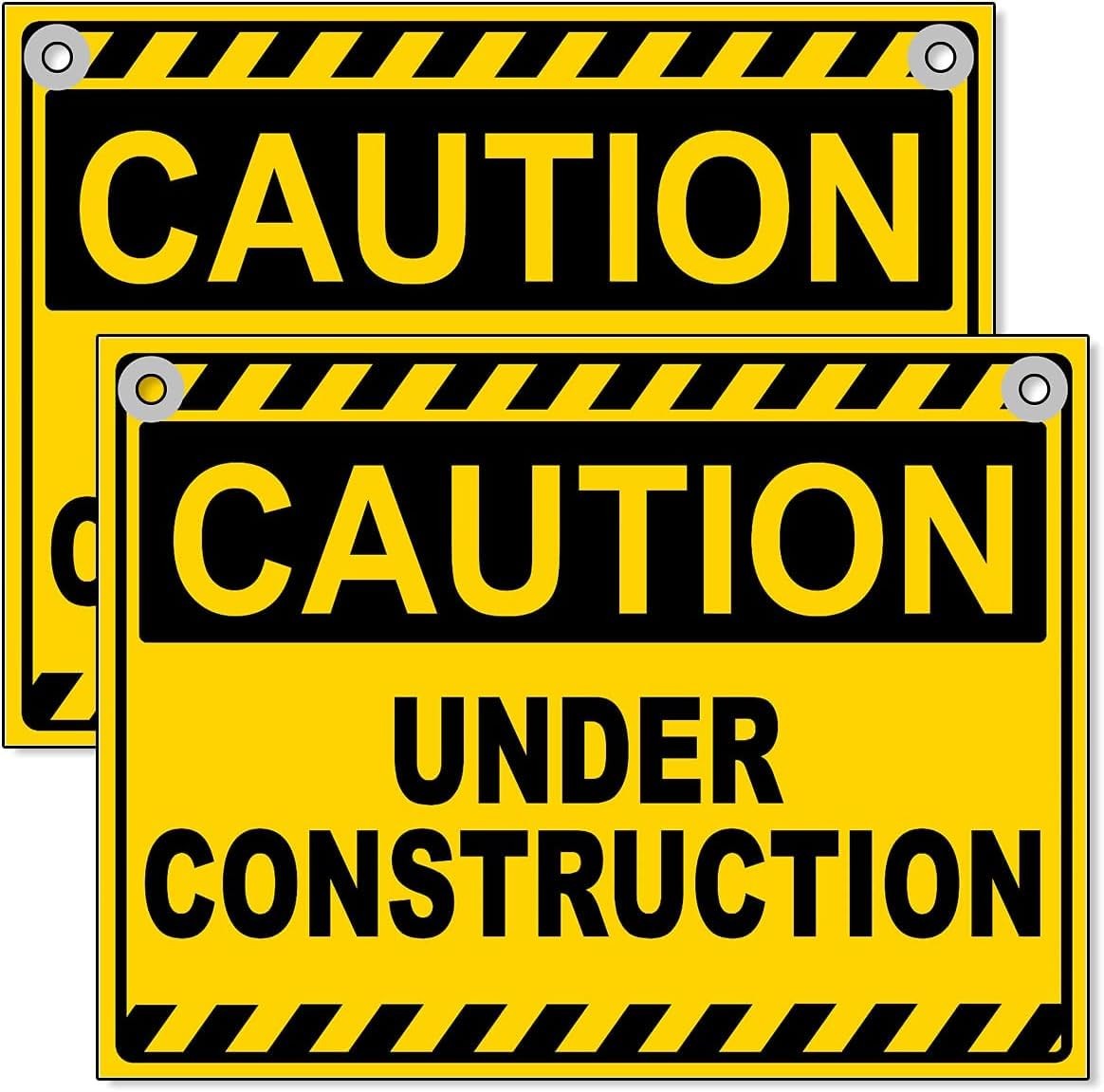 2 PC Under Construction Sign, 8×12 Coroplast Caution Construction Signs for J…