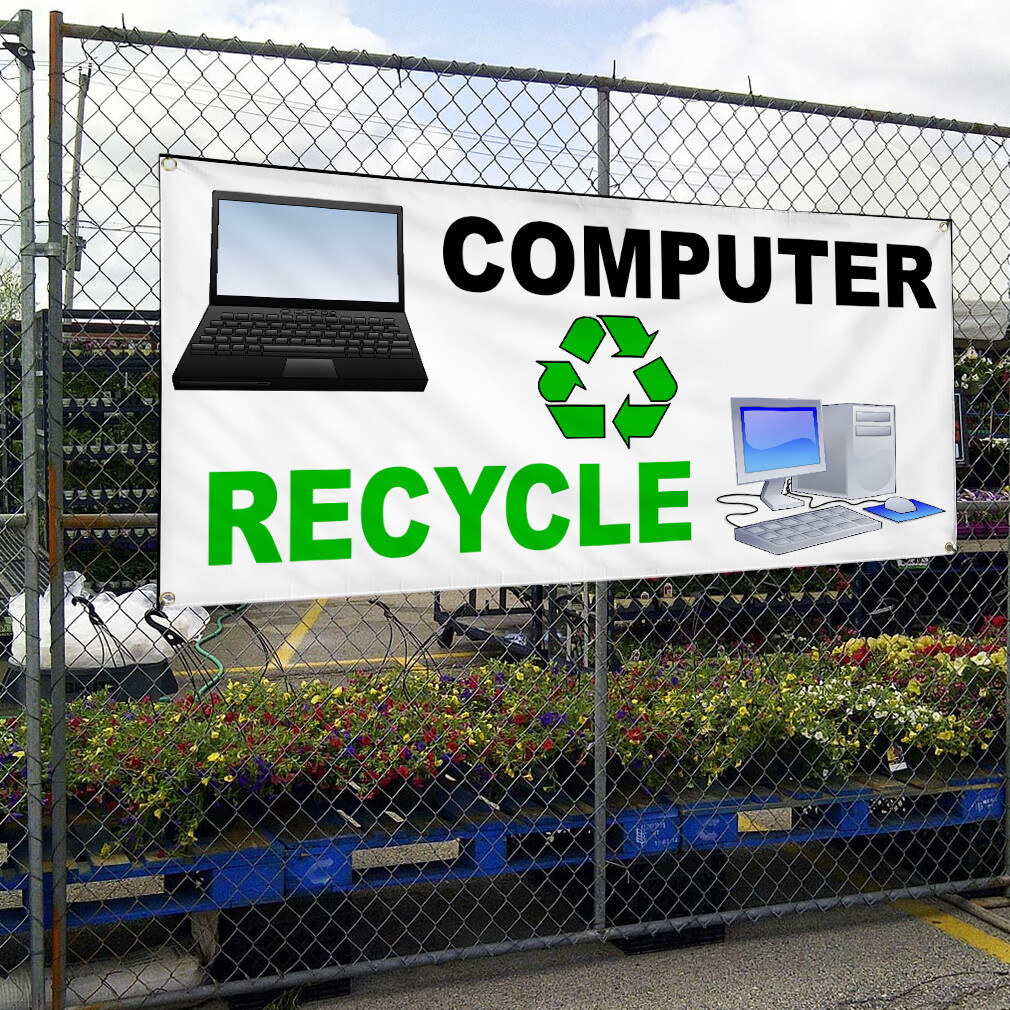 Vinyl Banner Multiple Sizes Computer Recycle Weatherproof Industrial Yard Signs