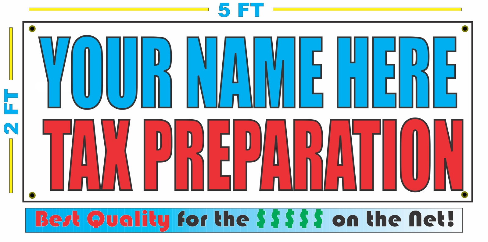 CUSTOM NAME TAX PREPARATION Banner Sign NEW Size Best Quality for The $$$