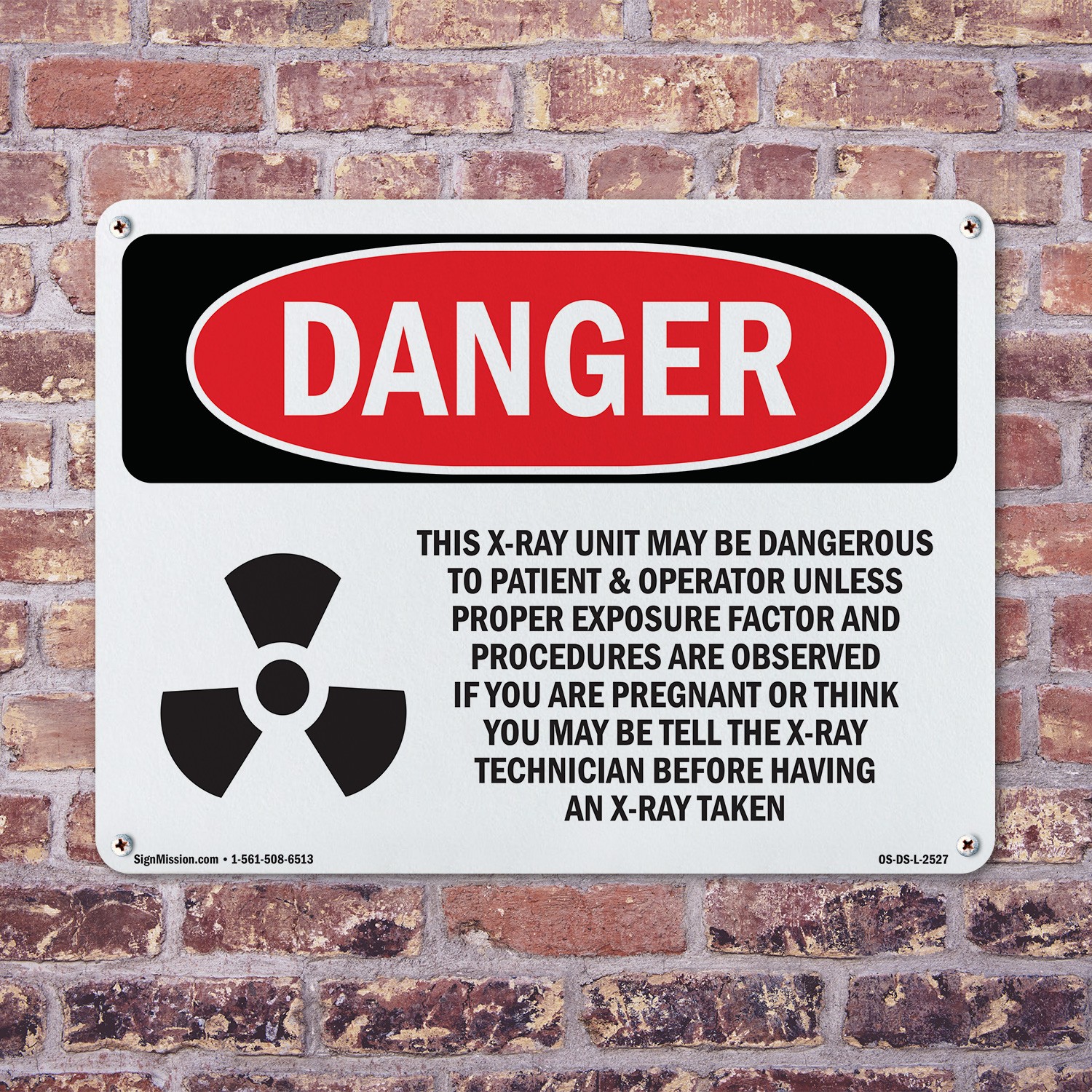 This X OSHA Danger Sign Metal, Plastic, Or Decal – 5 or 10 Pack