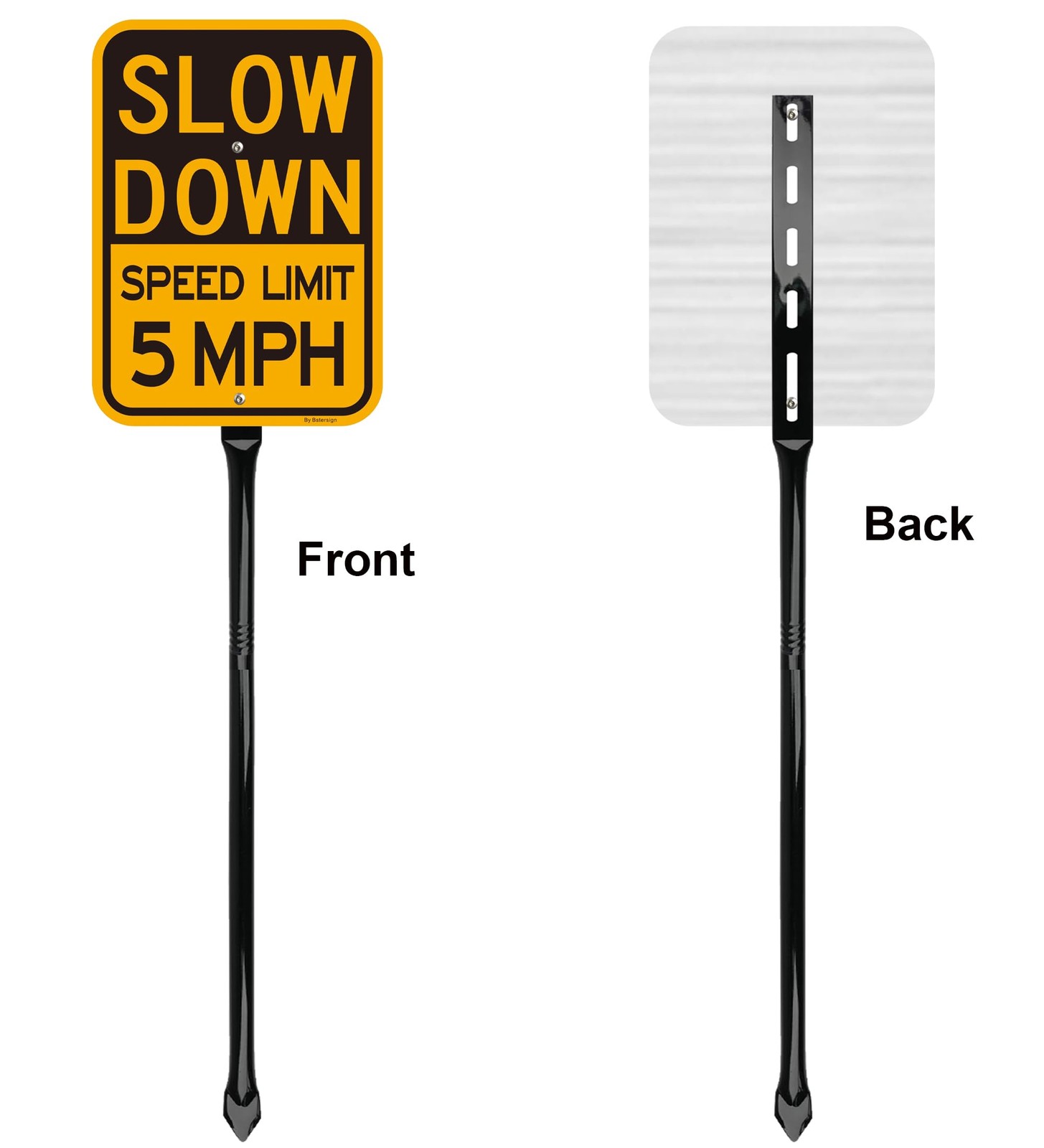 2 PCS Slow Down Speed Limit 5 MPH Sign 14×10&Prime; Aluminum With 36&Prime; Stake