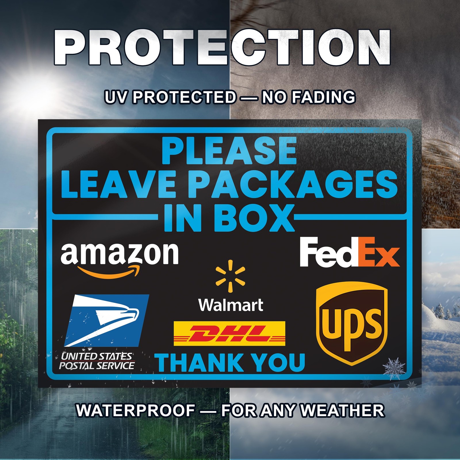 Leave Packages in Box Sticker, 10 x 7 Inch Reflective UV Laminated Vinyl