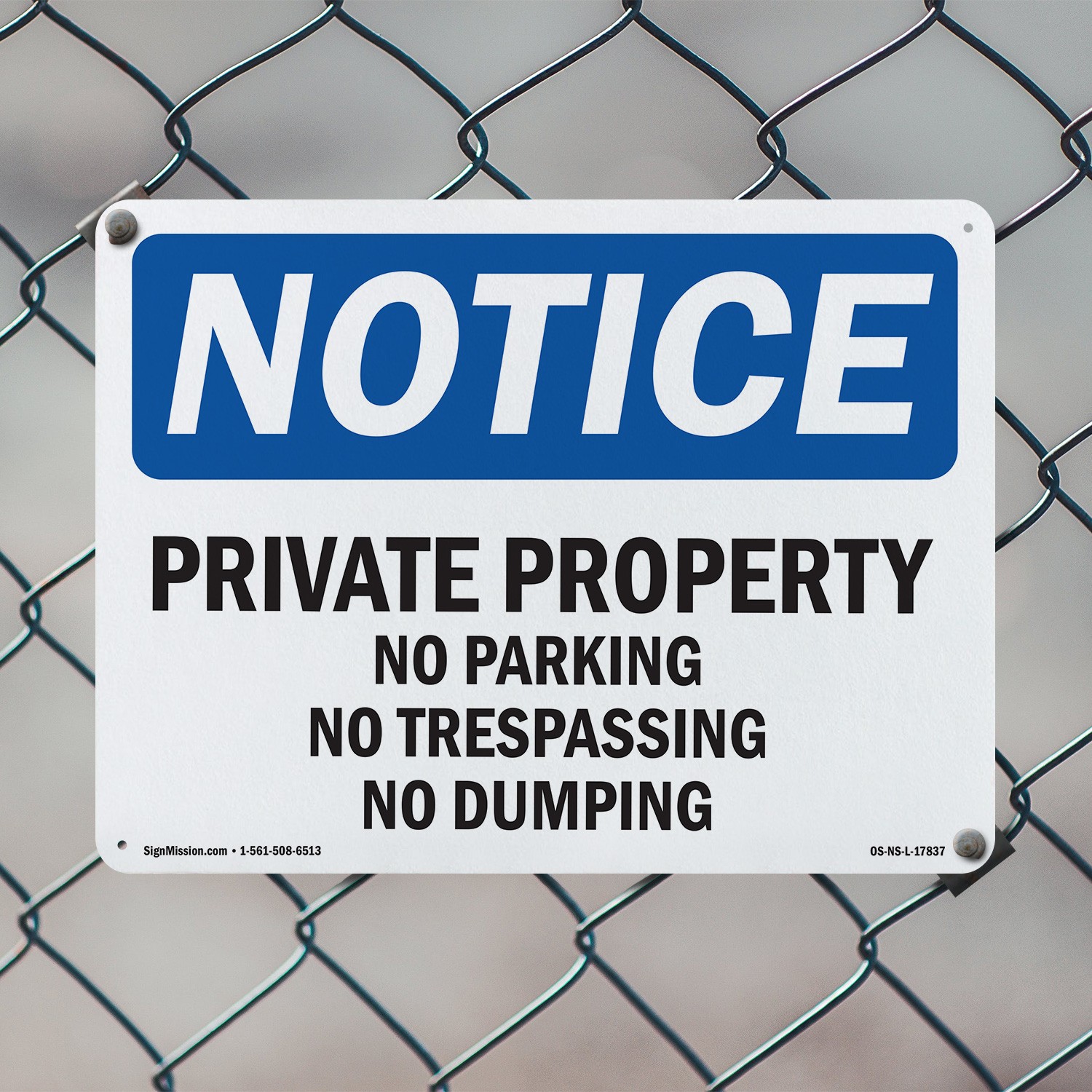 Private Property No Parking No Trespassing OSHA Notice Sign, Decal 5 or 10 Pack