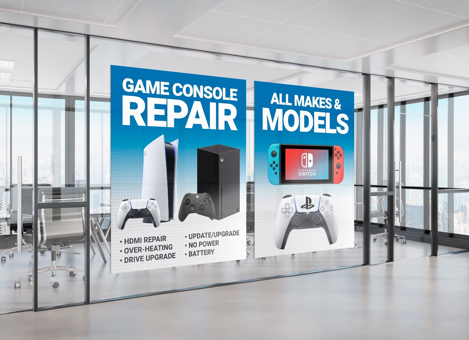 Game Console Repair Nintendo Switch Wii Xbox PS5 video game SIGN BANNER wrap