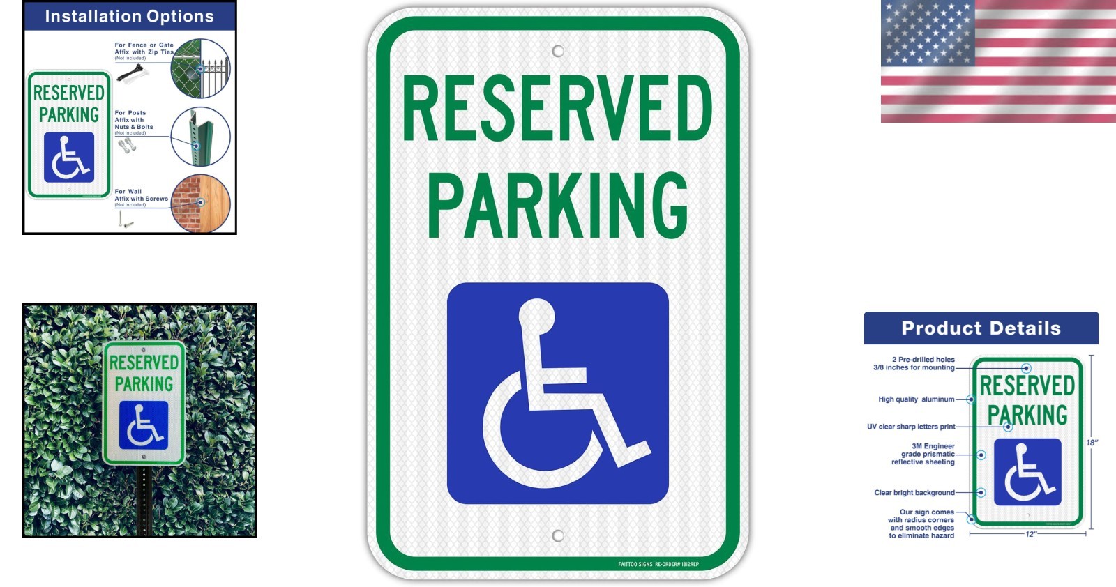 Engineer Grade Reflective Reserved Parking Sign – 18 x 12 Inches, Rustproof