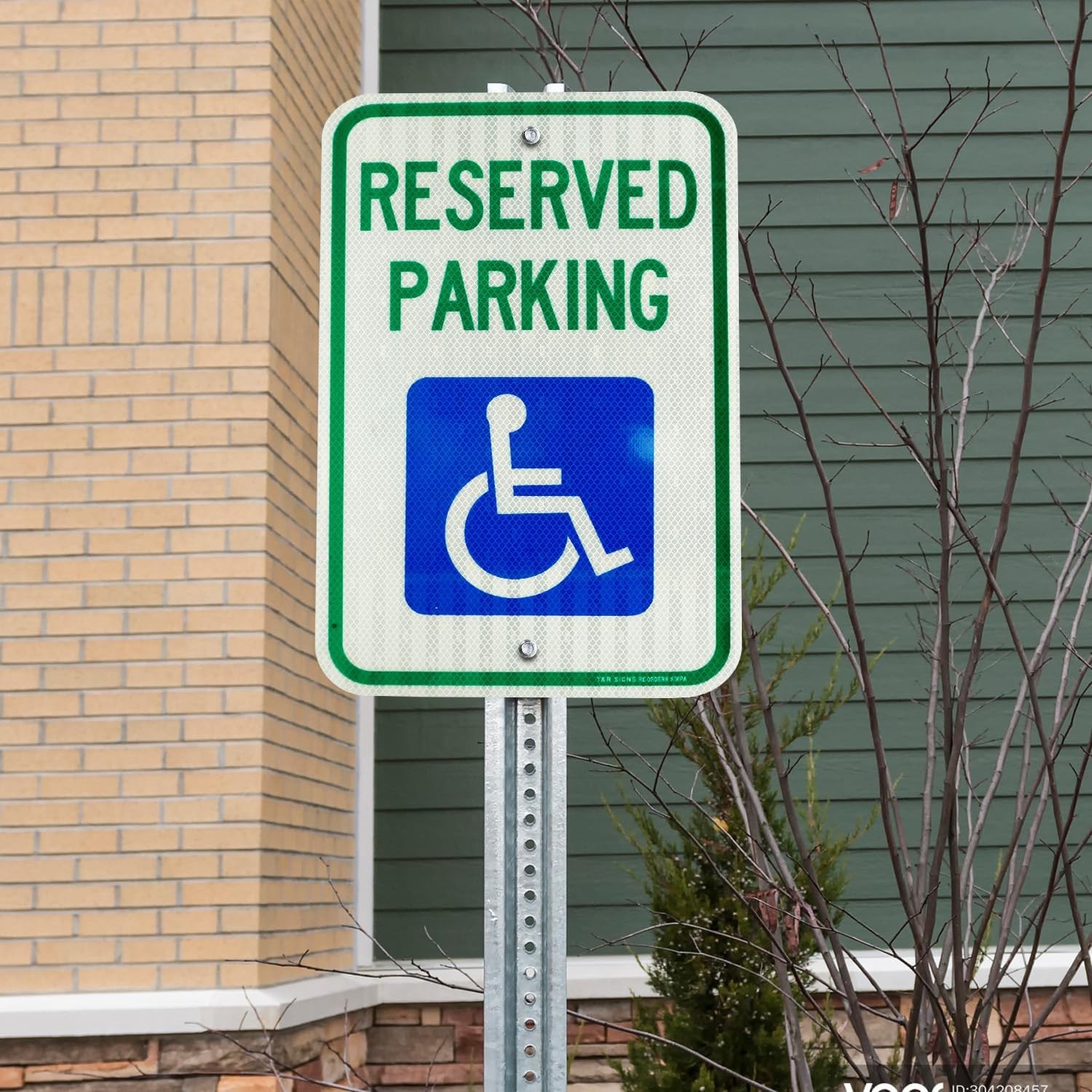(2 Pack) Handicap Parking Sign, Reserved Parking Sign, Large 18&Prime; x 12&Prime; Engine…