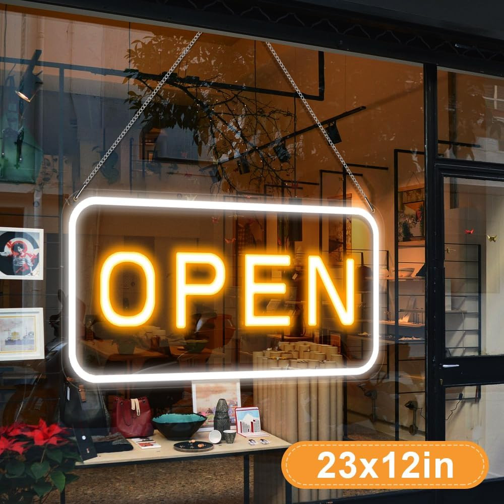 LED Open Sign for Business, Super Large 23&Prime; X 12&Prime; Horizontal Neon Open Sign, Yel