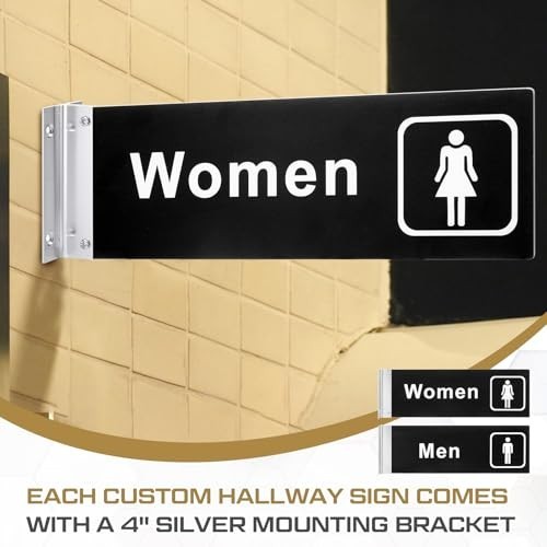 2 Pcs Men&rsquo;s Women&rsquo;s Restroom Signs – Acrylic Double-Sided Bathroom Door 4×12