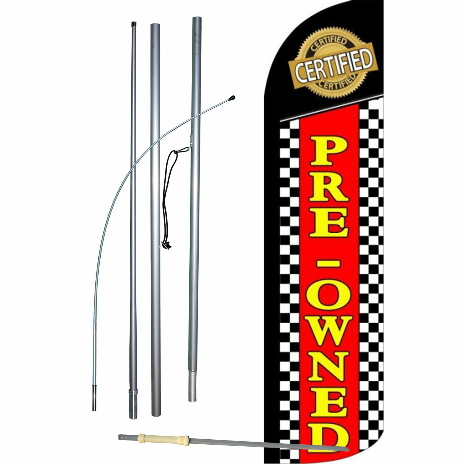Pre-Owned Certified Flag Flutter Feather Banner Swooper Wide Windless Bundle Kit