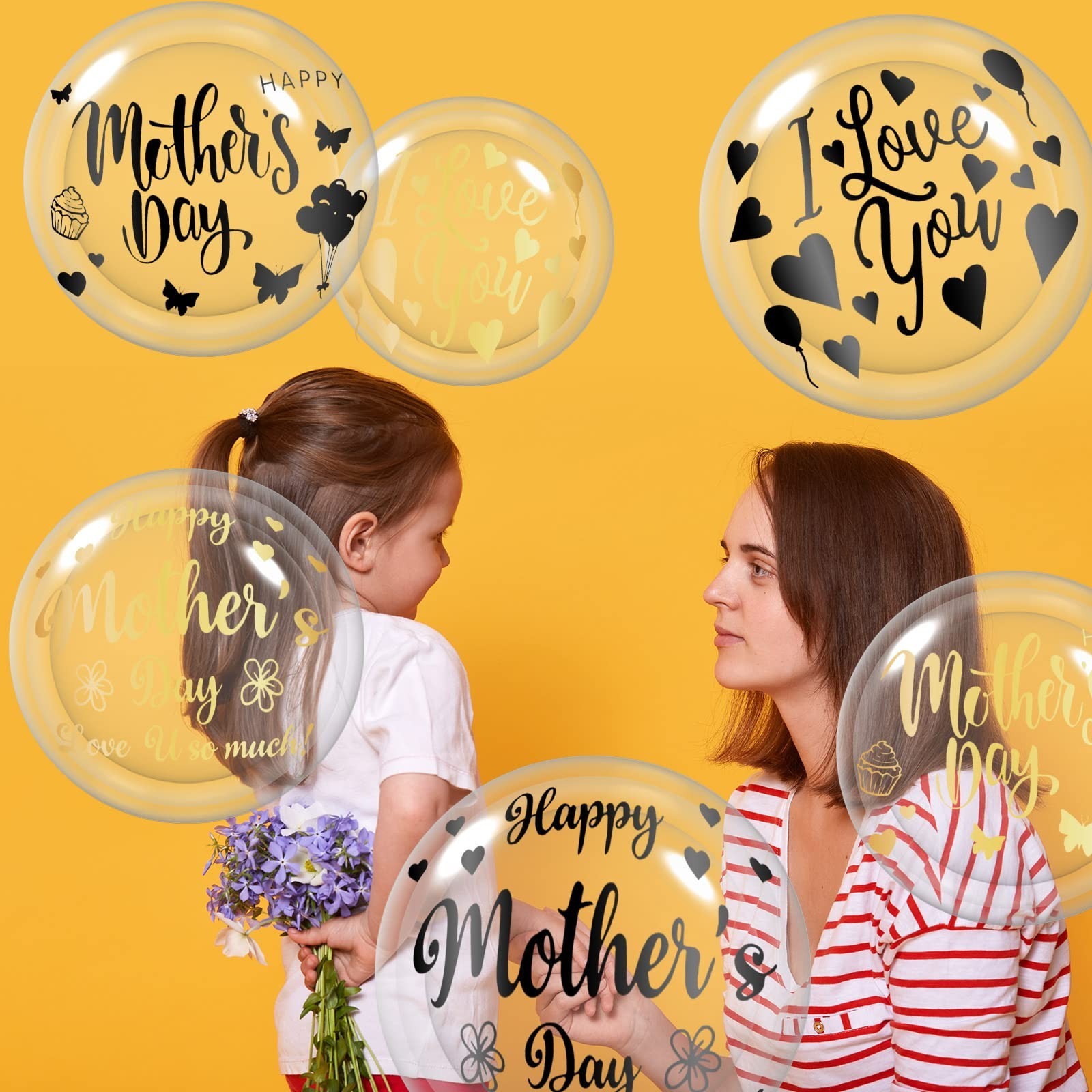 Estune 60 Sheets Happy Mother&rsquo;s Day Balloons Stickers Mother&rsquo;s Day Party Supp…