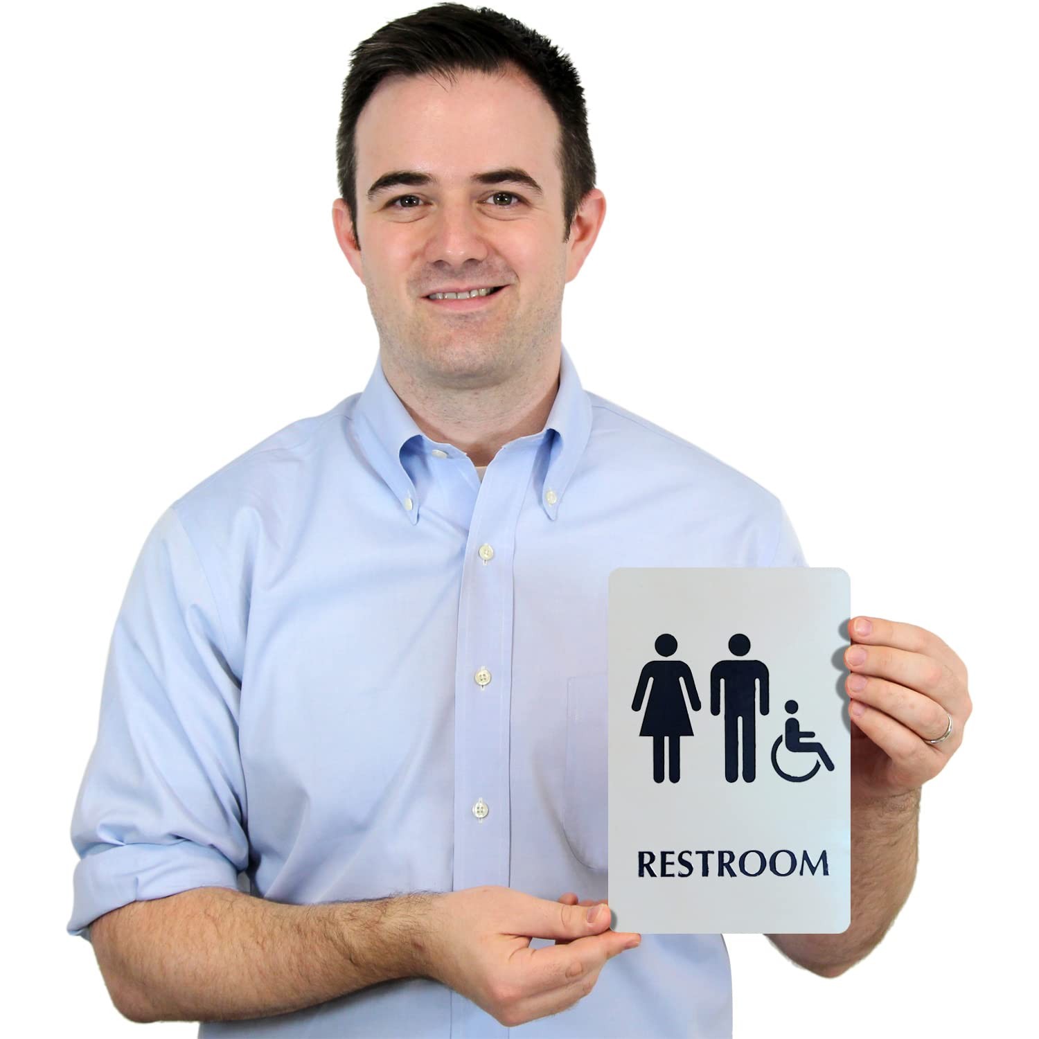 6 x 9 inch Unisex Restroom Sign with Men/Women/Handicap Accessible Wheelchair…
