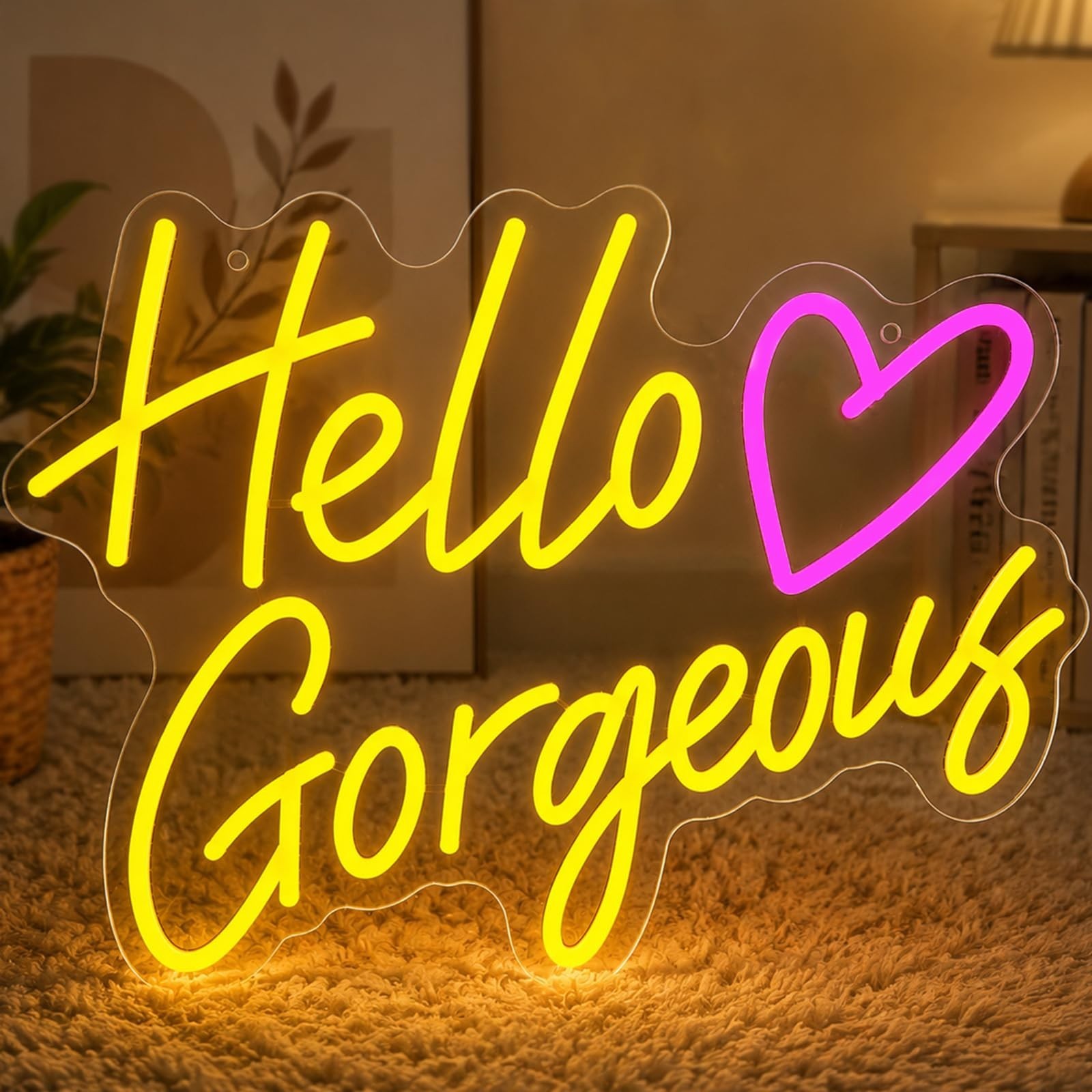 Hello Gorgeous Neon Signs for Wall Decor, Hello LED Lighted & Neon Signs with…