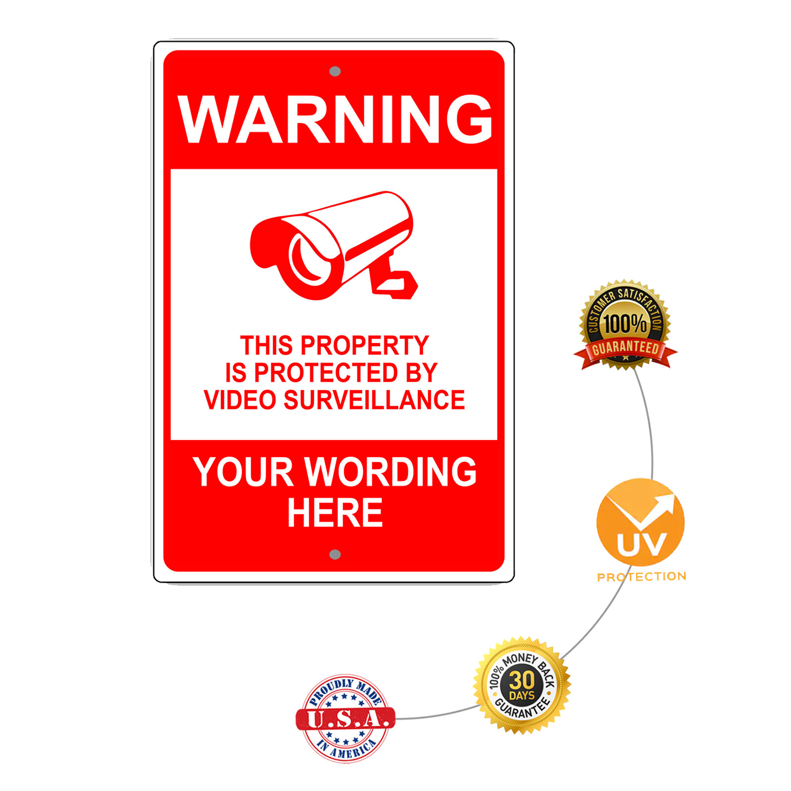 Custom Sign Warning This Protected Property Your Text Words Aluminum Metal Sign