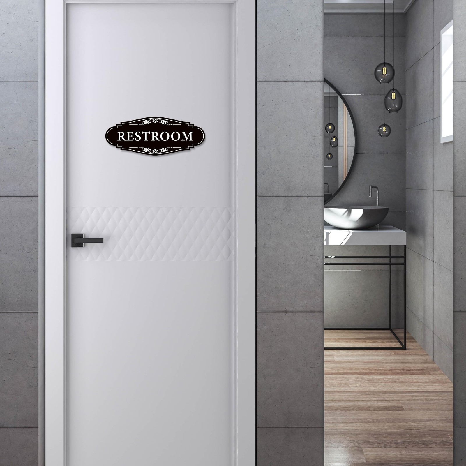 Restroom Sign for Business and Home，Self-adhesive Unisex 9IN,