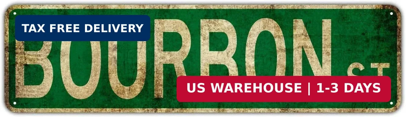 Vintage Bourbon Street Metal Sign 4×15 inch | Rust-Free Aluminum New Orleans Wal