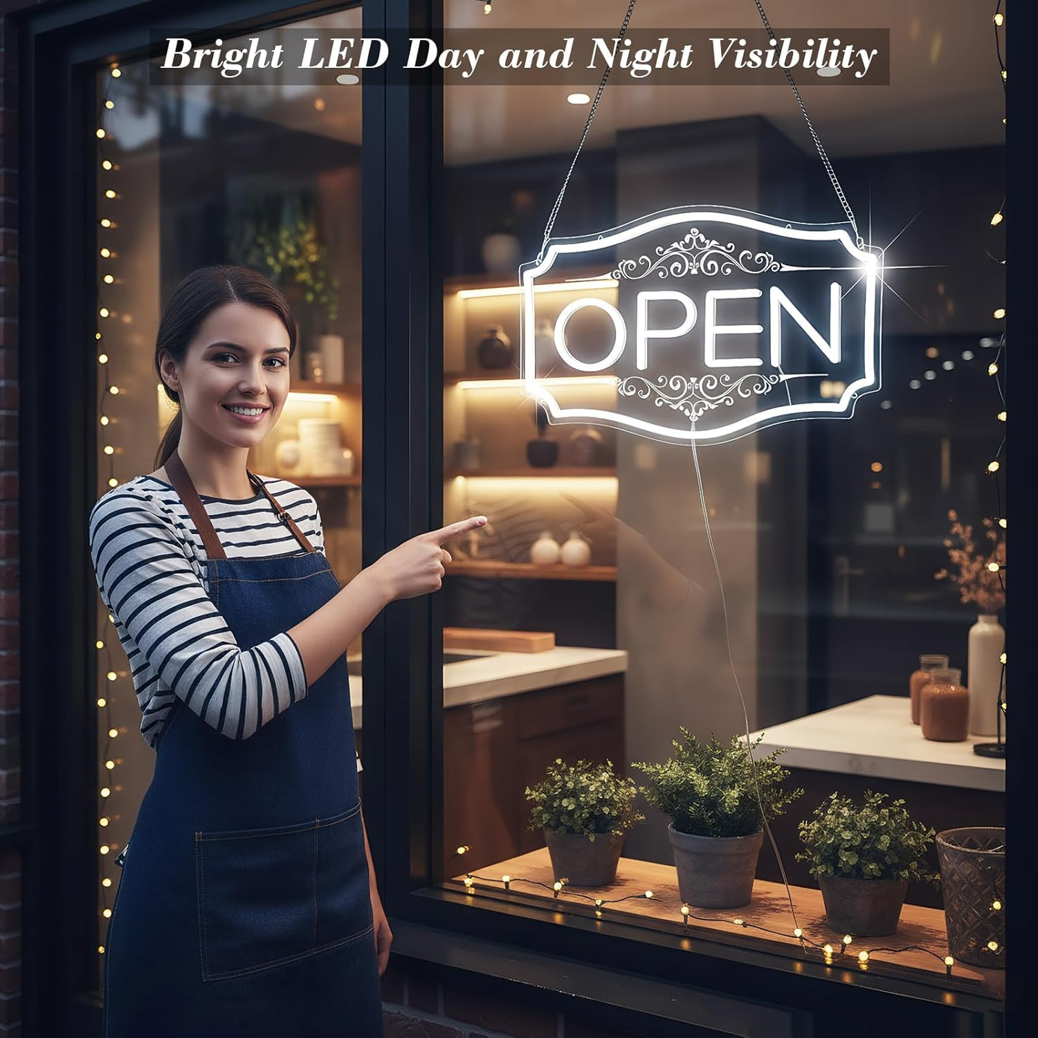 Bright LED Open Sign 22&Prime; x 13&Prime; – Dimmable Neon for Storefronts & Windows