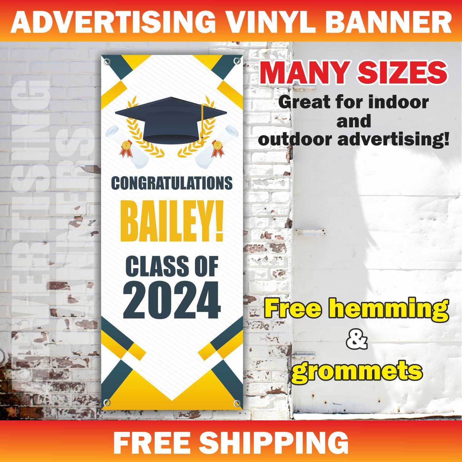 CLASS OF 2024 Advertising Banner Vinyl Mesh Sign School University Graduate