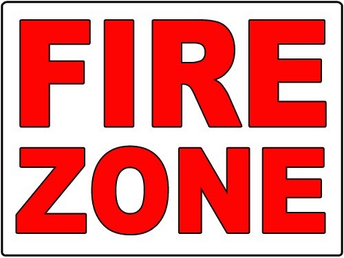 Fire Zone Metal Sign with pre drilled holes for hanging 9x12inch Indoor Outdoor