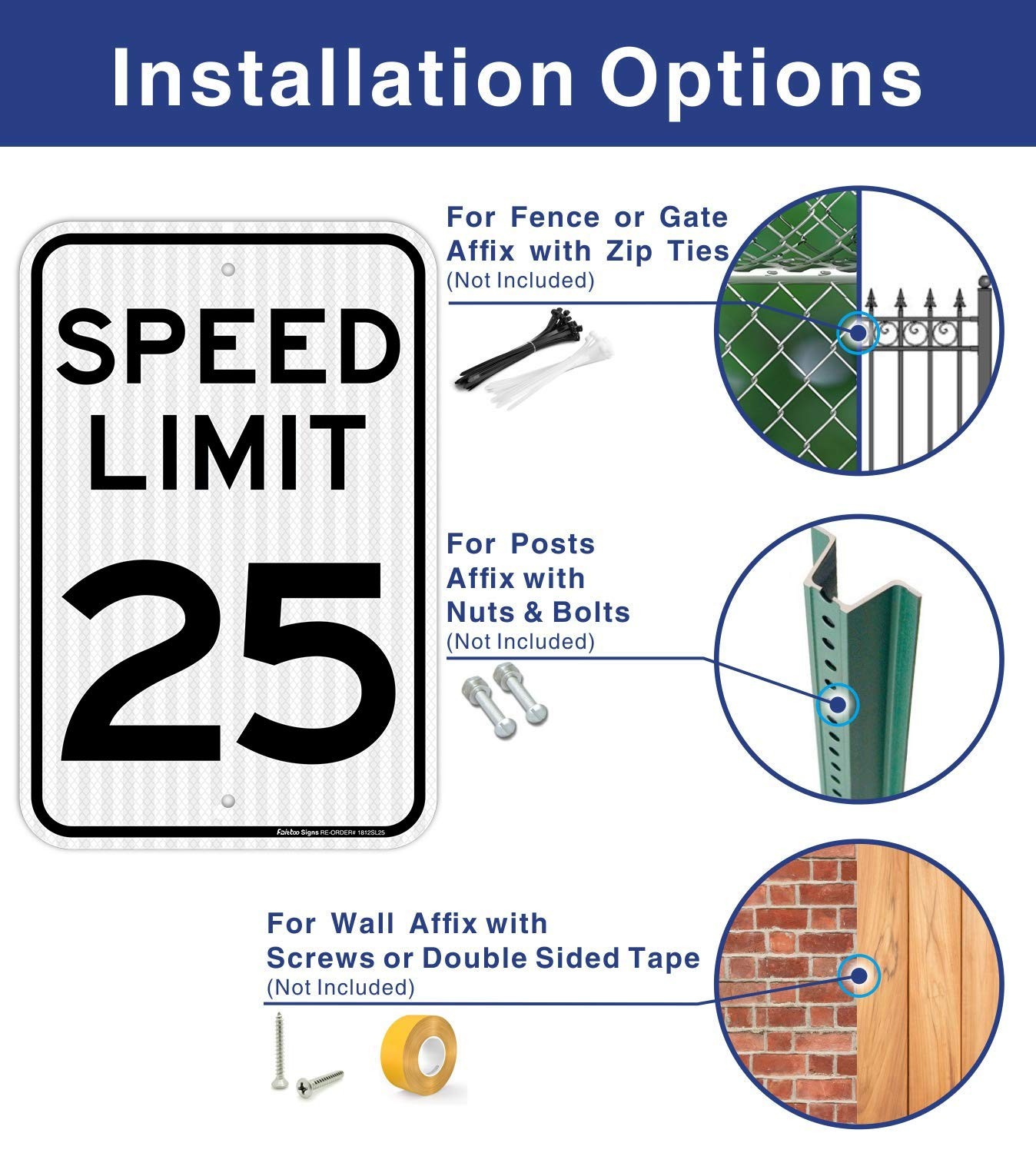 (2 pack) Speed Limit 25 MPH Sign, Slow Down Sign, Traffic Sign,18 x 12 Inches En