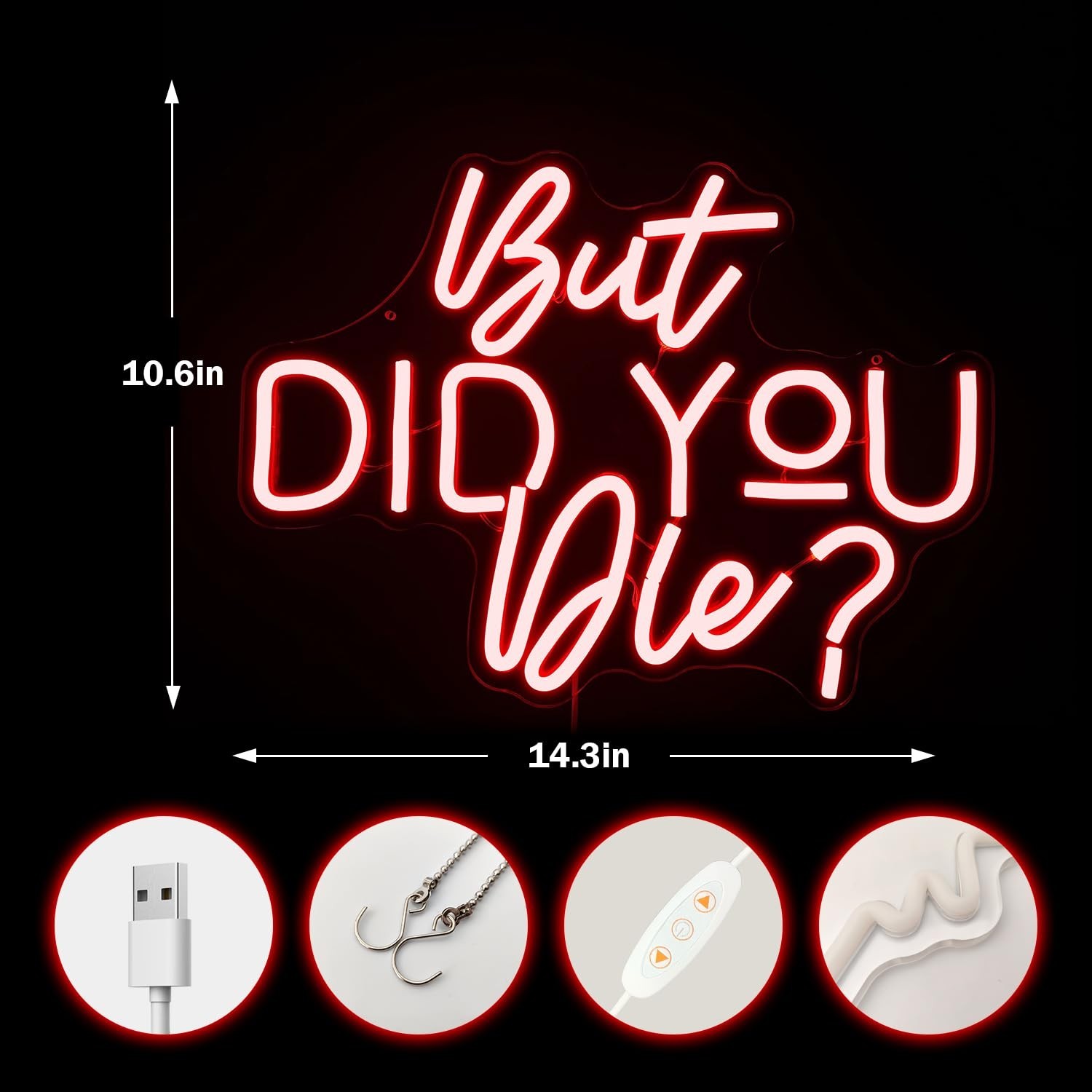 But Did You Die Neon Sign Dimmable Neon Led Sign for Bedroom Wall Light Red N…