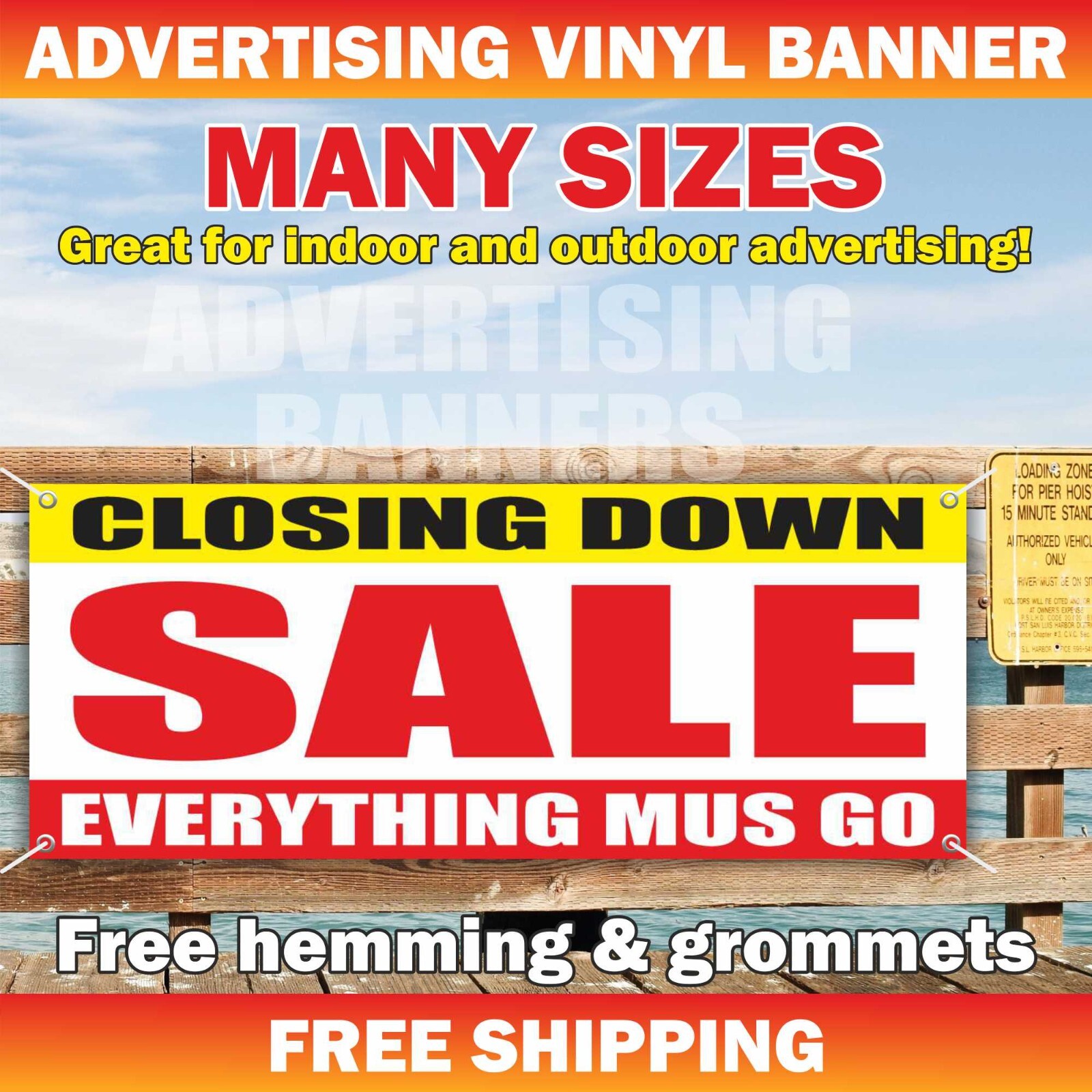CLOSING DOWN SALE EVERYTHING MUS GO Advertising Banner Vinyl Sign