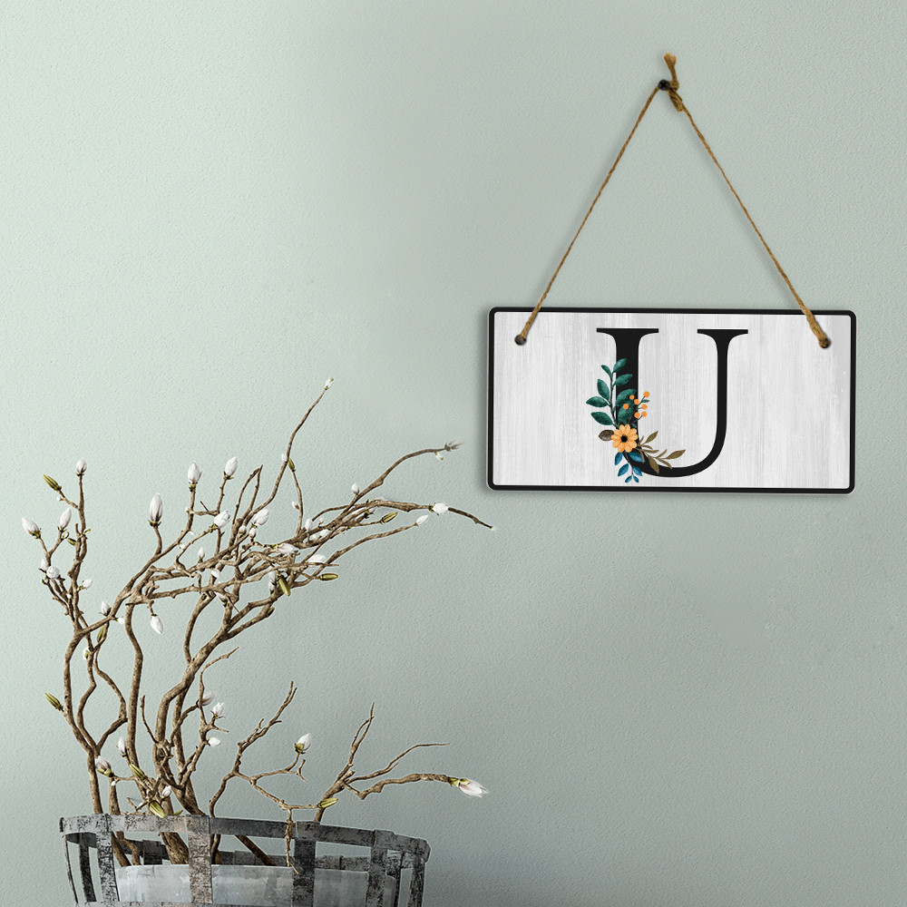 U Flower Decor 5×10 Hanging Wall or Door Sign | Alphabet Letter Room Decoration